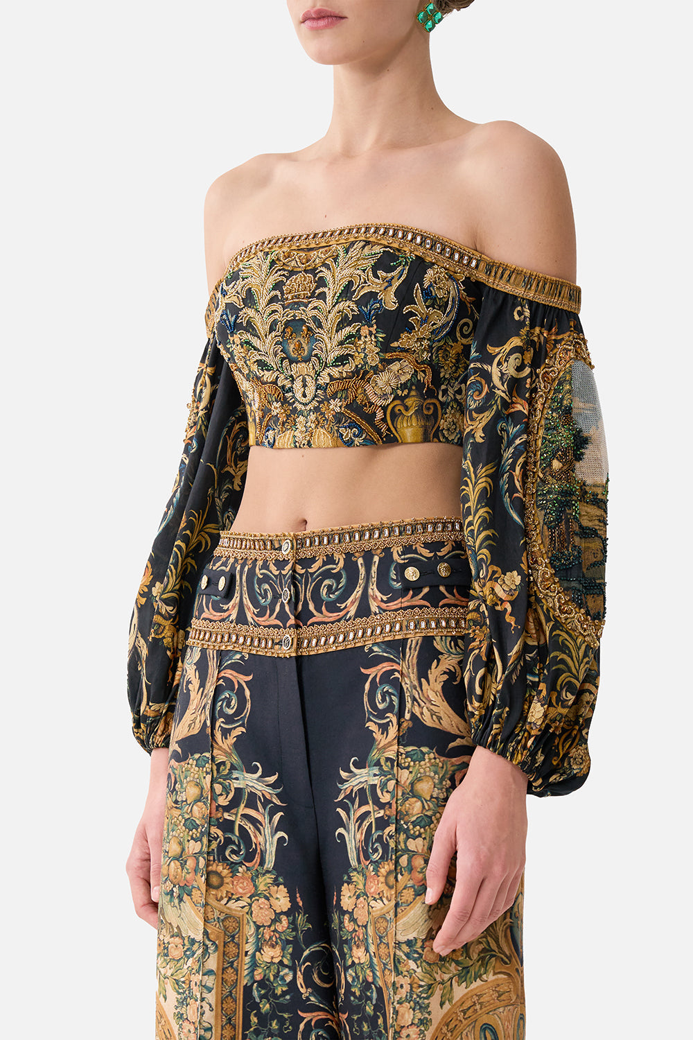 LONG SLEEVED CORSET CROP TOP MUSEUM MEMOIRS