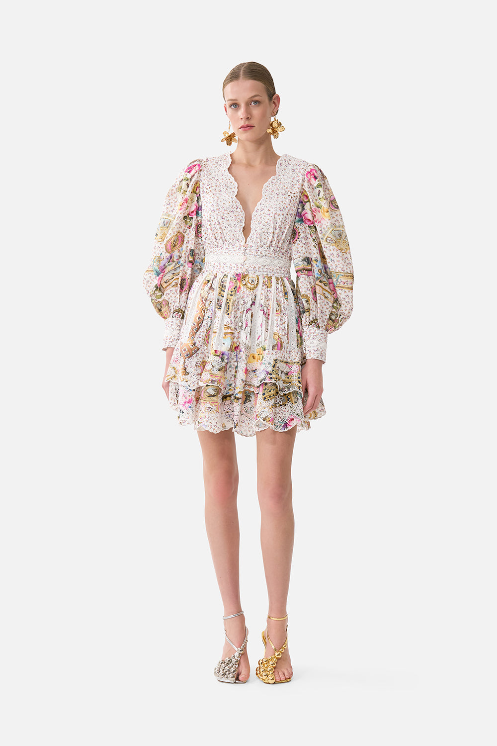 BUTTON FRONT FRILL DRESS IN THE HEART OF ART
