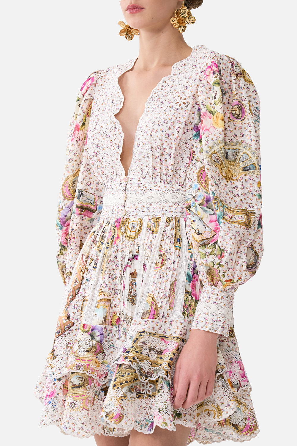 BUTTON FRONT FRILL DRESS IN THE HEART OF ART