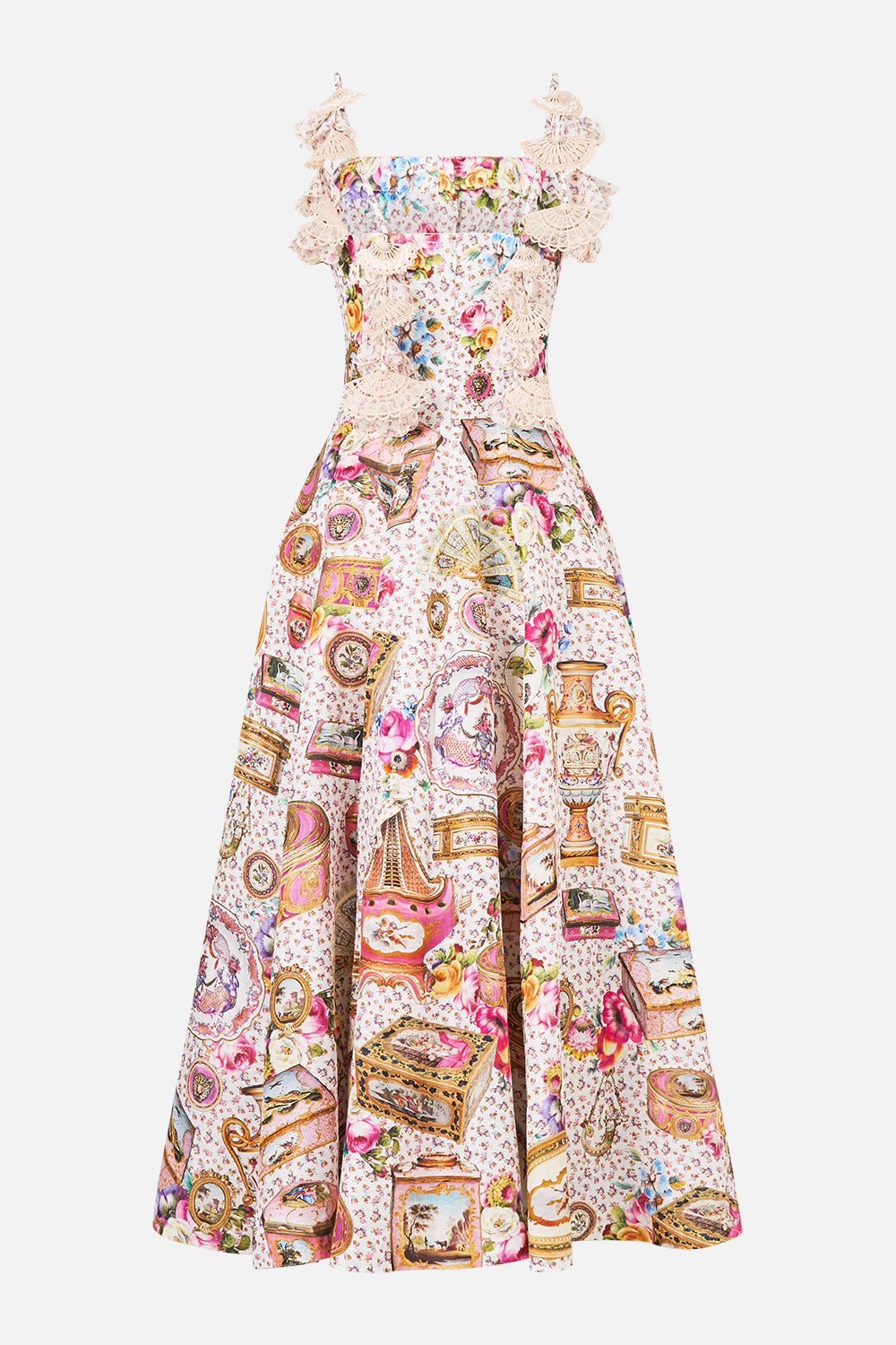 CORSET DRESS WITH LONG FLARED SKIRT IN THE HEART OF ART