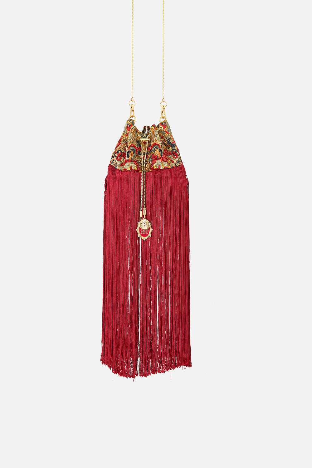 DRAWSTRING POUCH WITH FRINGING MEET ME AT THE MET
