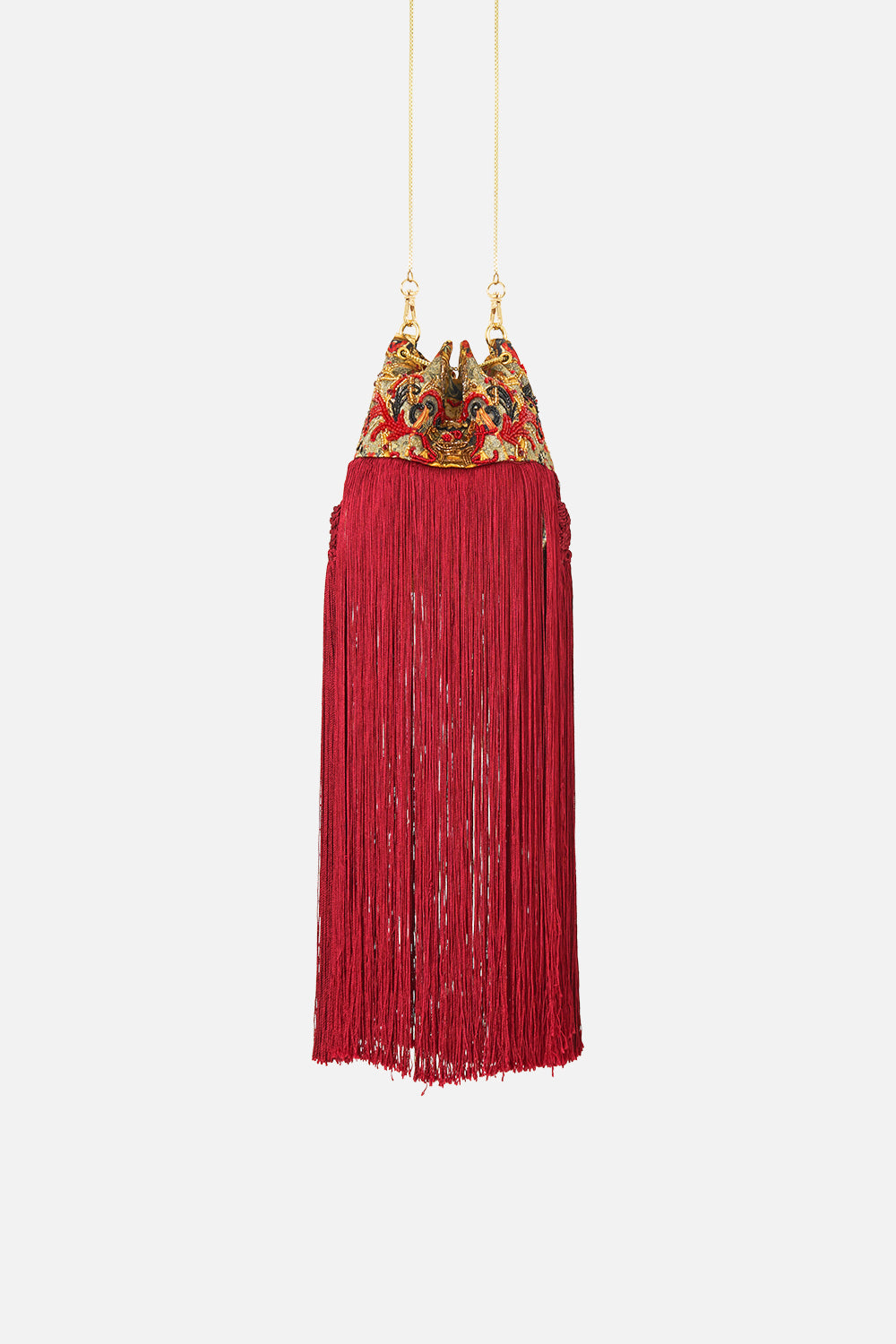 DRAWSTRING POUCH WITH FRINGING MEET ME AT THE MET
