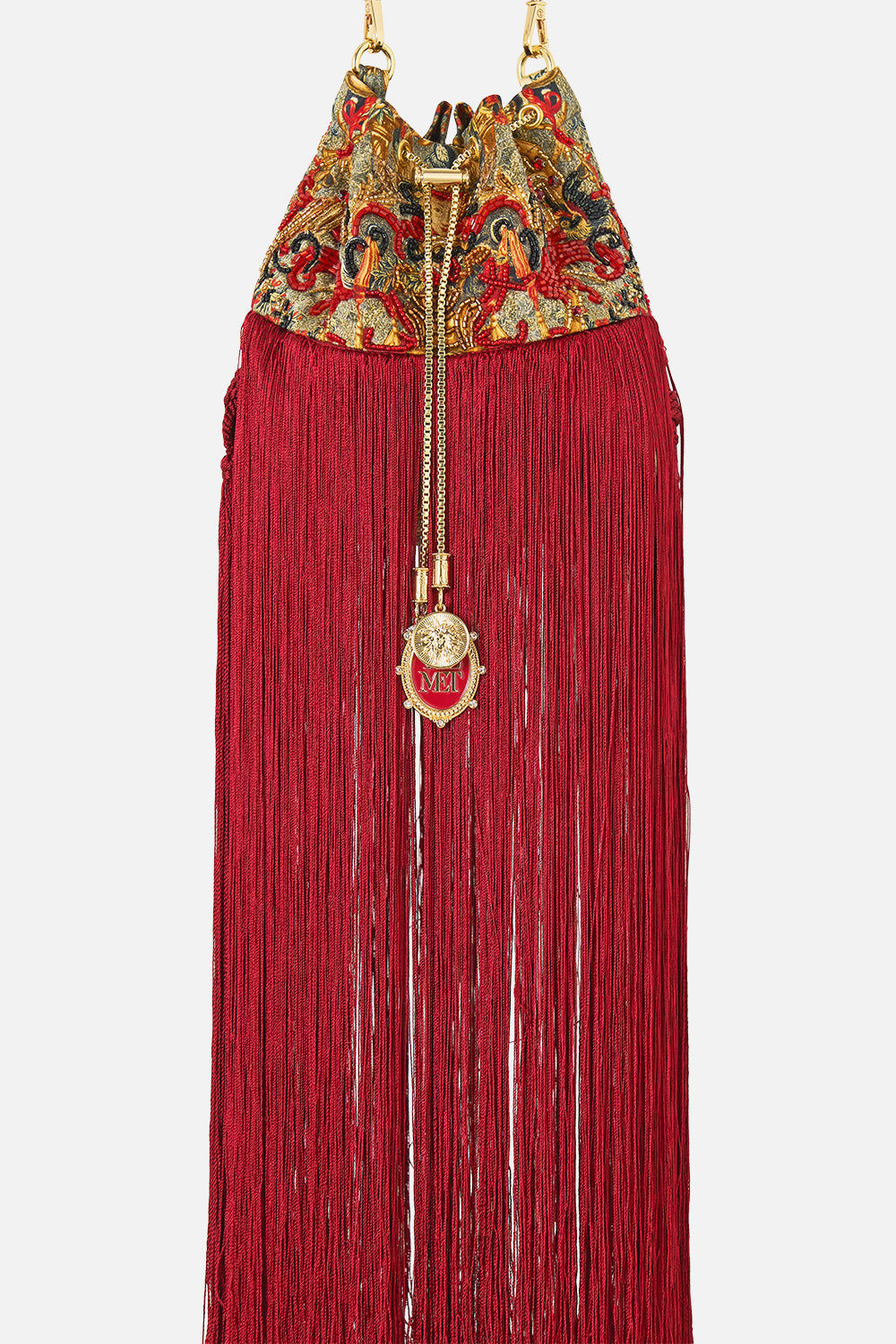 DRAWSTRING POUCH WITH FRINGING MEET ME AT THE MET