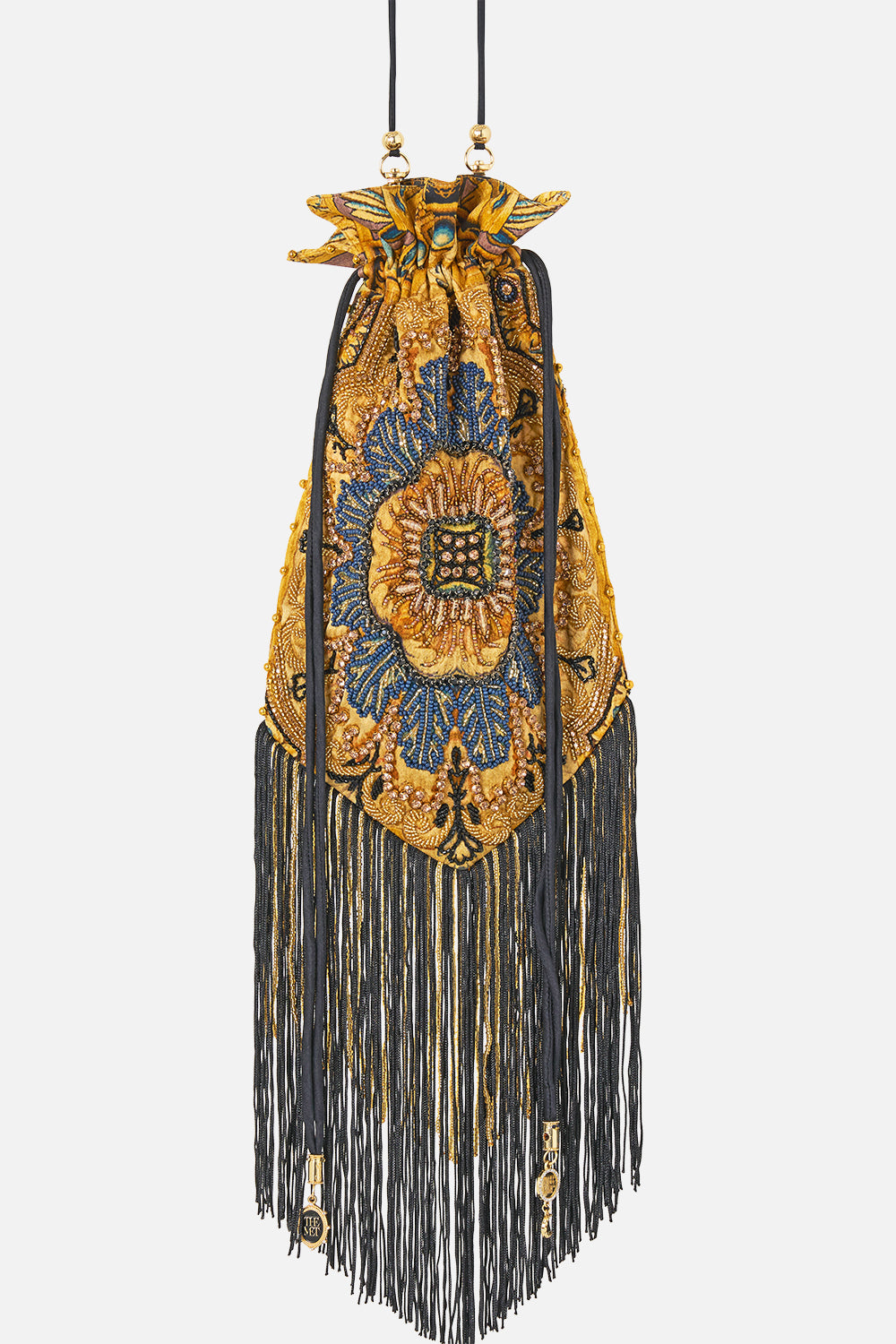 The CAMILLA Drawstring Pouch in our Museum Memoirs print.