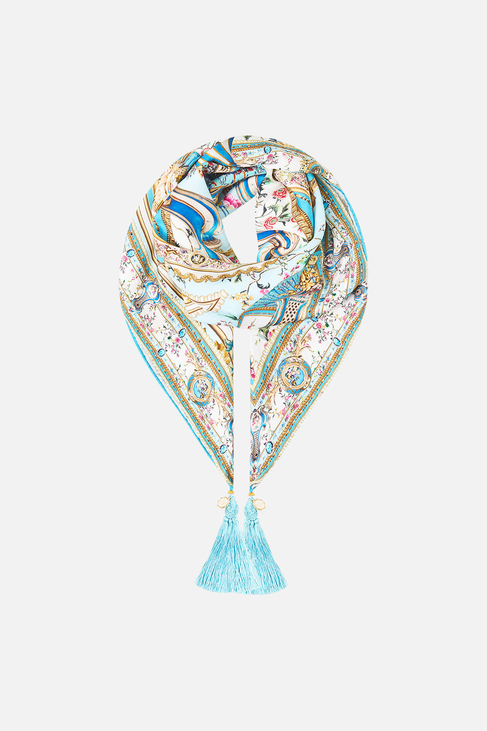 LARGE CRYSTALLED SILK SQUARE SCARF ART FOR THE ARTISANS