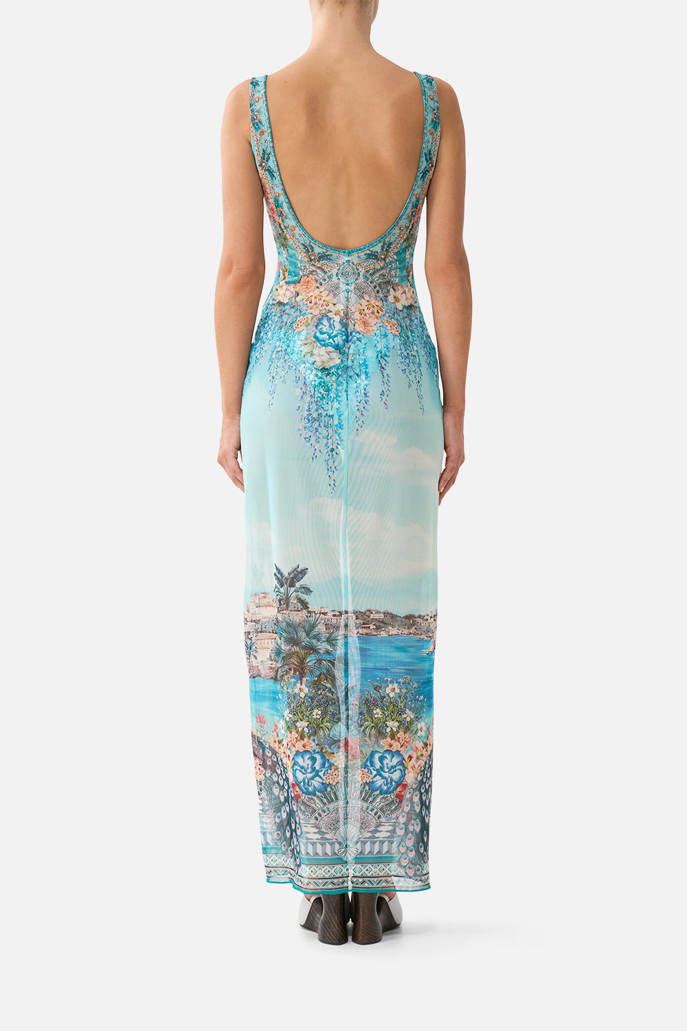 SQUARE NECK BEACH MAXI DRESS WITH LOW BACK BALEARIC BEBÉ