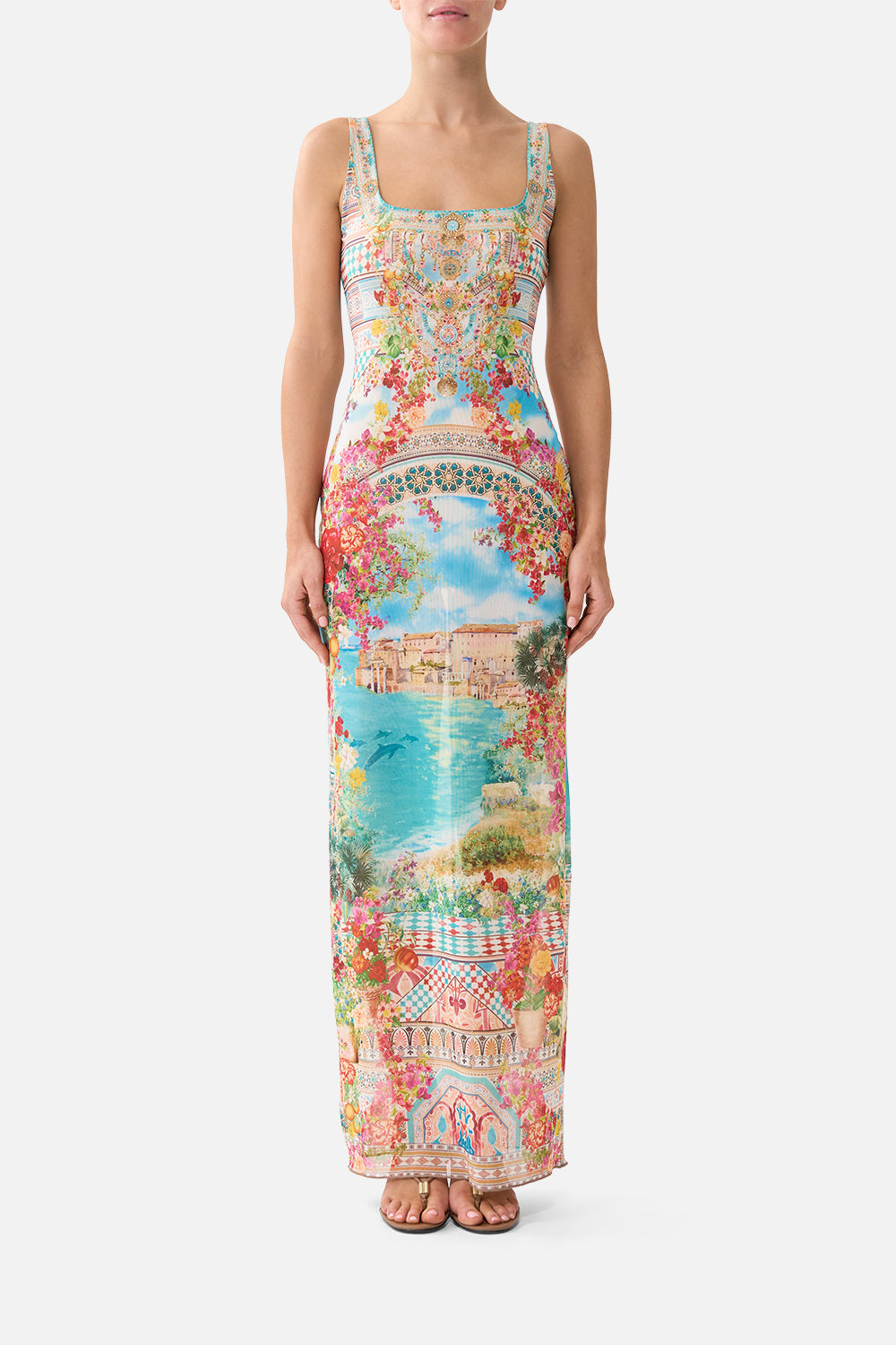 SQUARE NECK BEACH MAXI DRESS WITH LOW BACK MEET ME IN MALLORCA