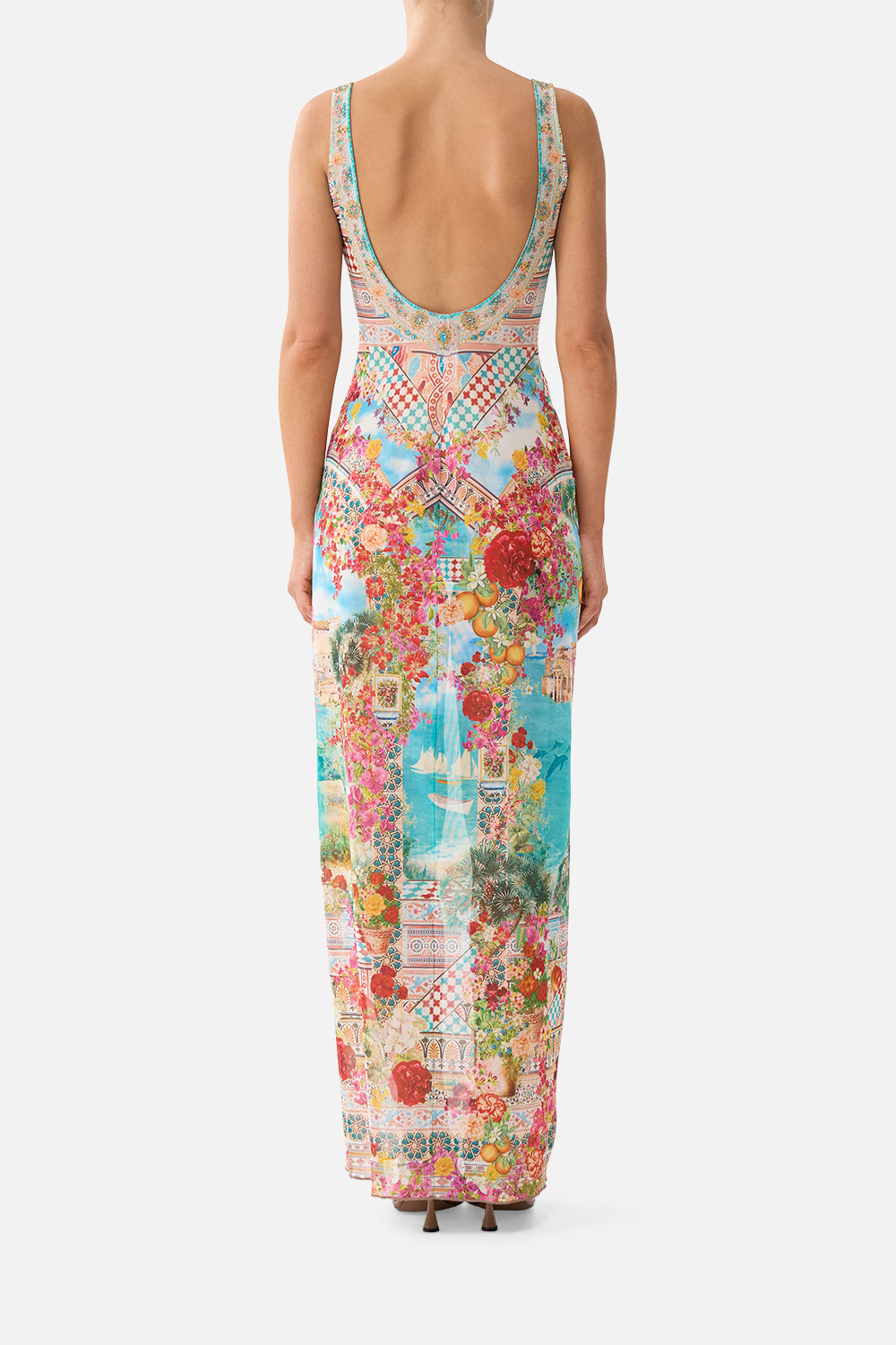 SQUARE NECK BEACH MAXI DRESS W LOW BACK MEET ME IN MALLORCA