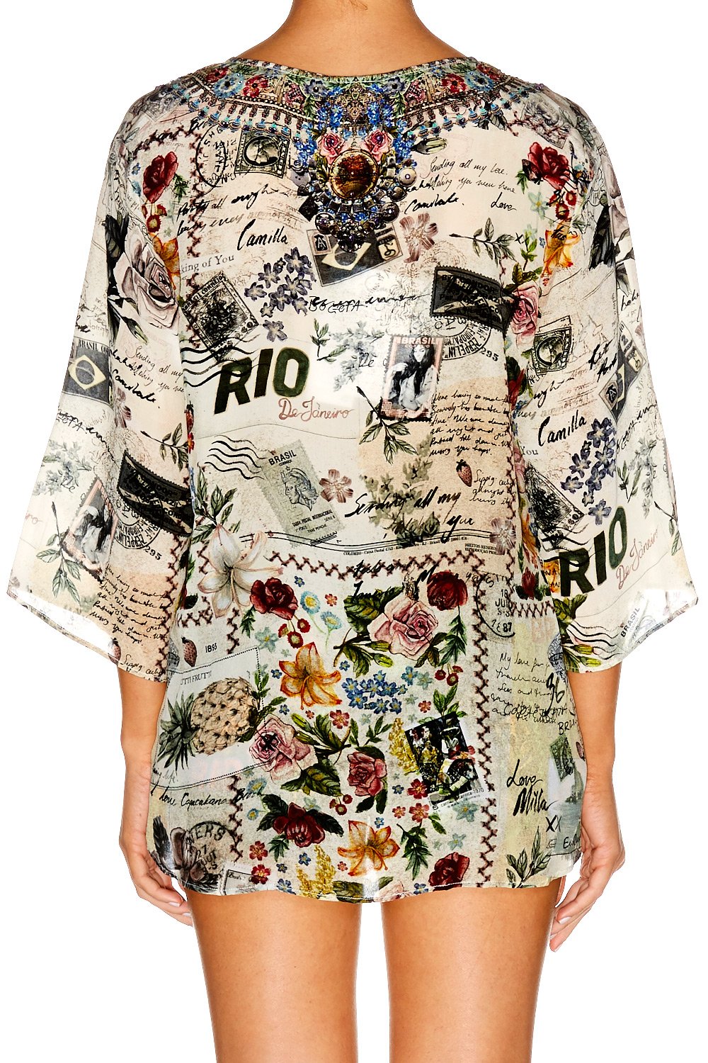 MEMORY LANE V NECK OVERSIZED BLOUSE