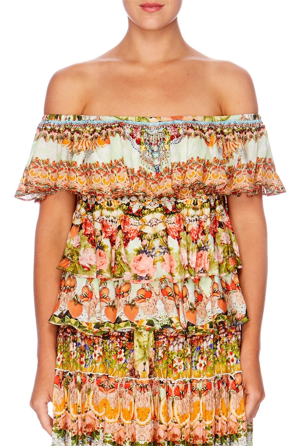 SAMBA SALADA FRILLED DROP SHOULDER TOP