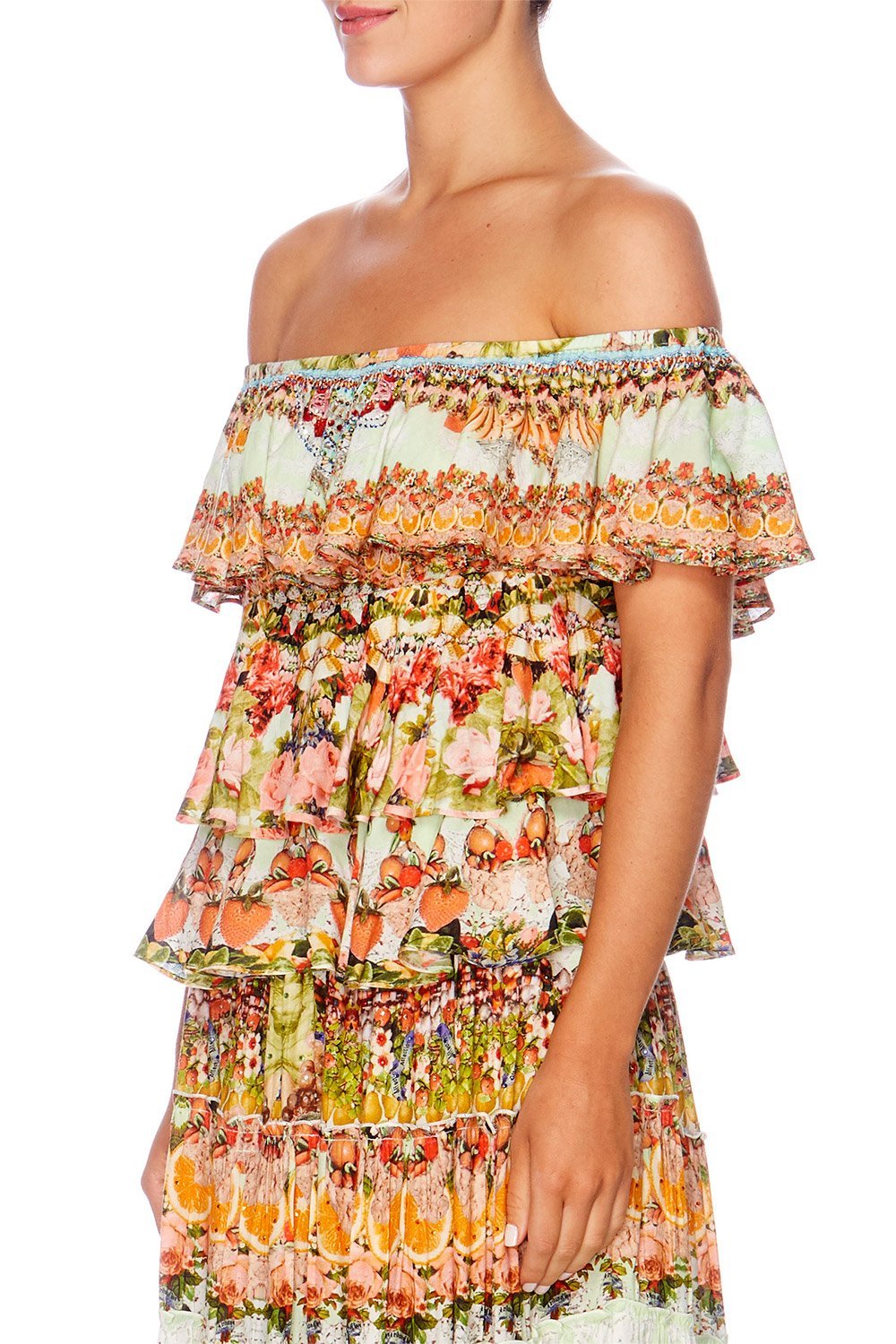SAMBA SALADA FRILLED DROP SHOULDER TOP