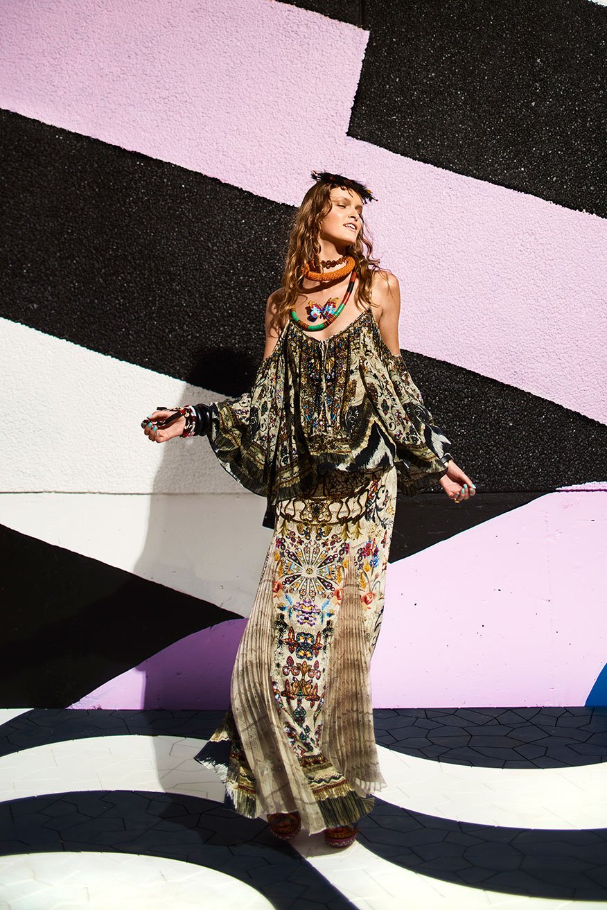 RAISE YOUR GLASS LONG SKIRT W PLEAT INSERT