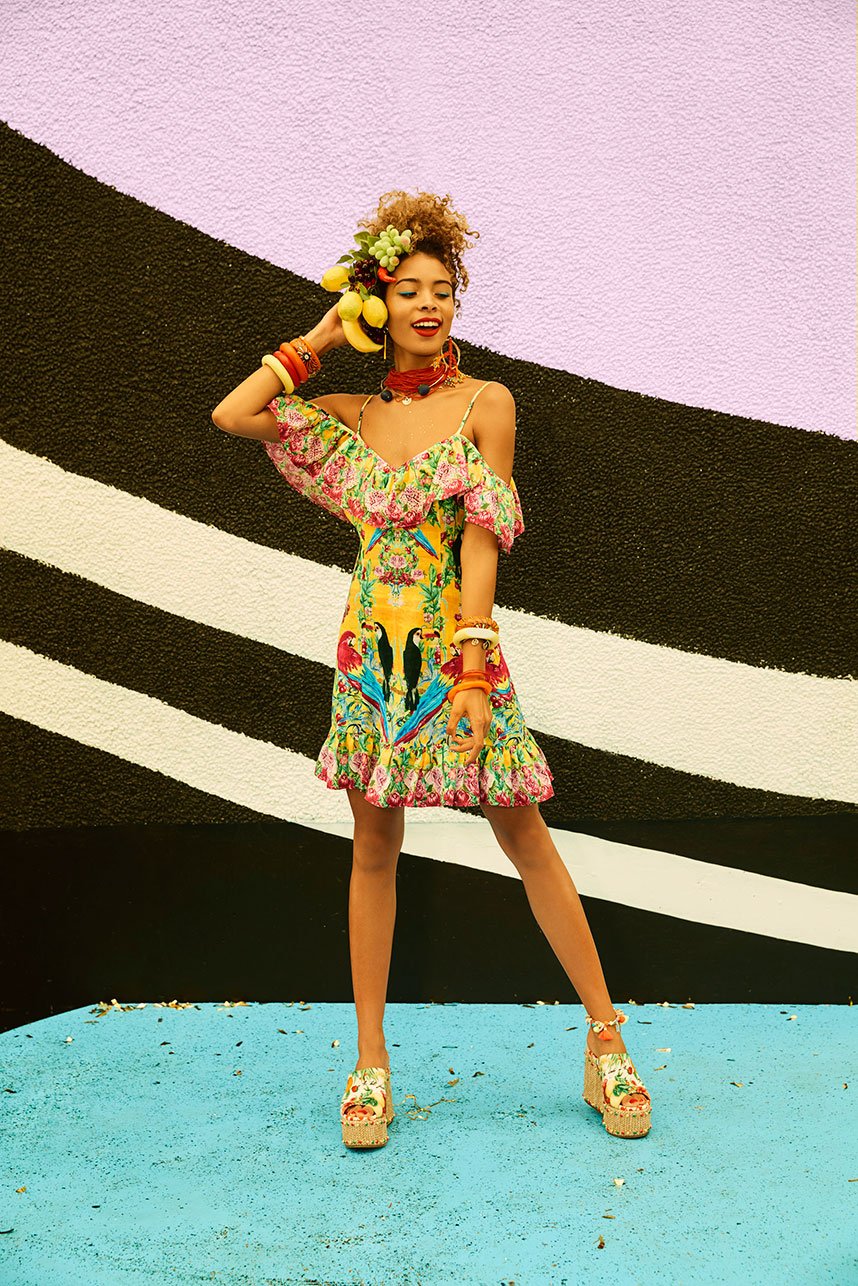 LOVE BIRDS LOW V BACK DRESS W FRILL