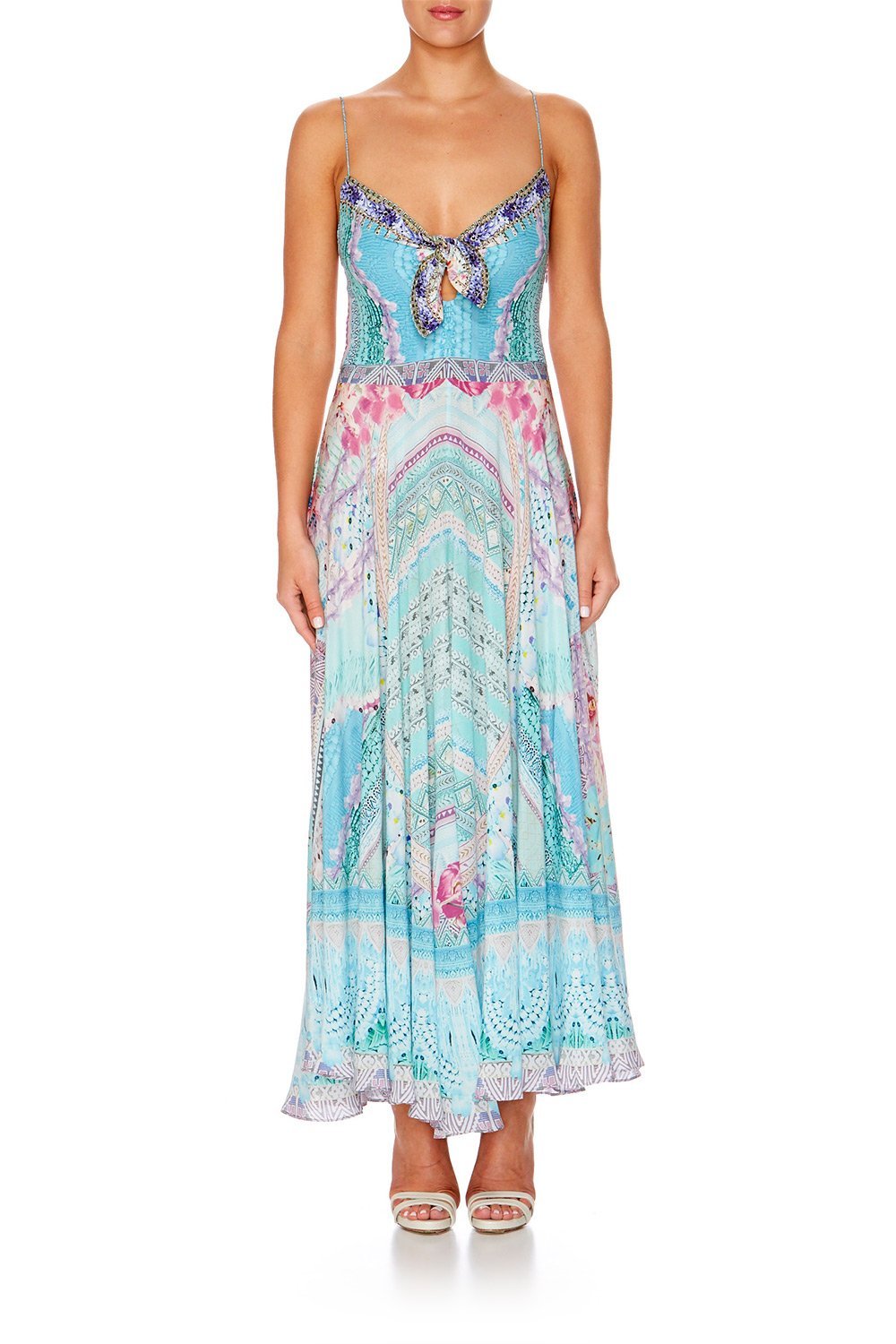 GARDEN STATE LONG DRESS WITH TIE FRONT