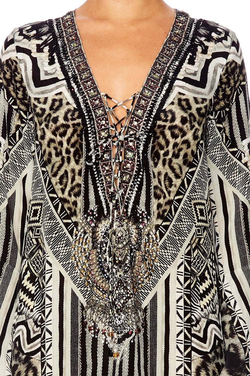 TRIBAL THEORY SHORT DRESS W HIGH LOW HEM