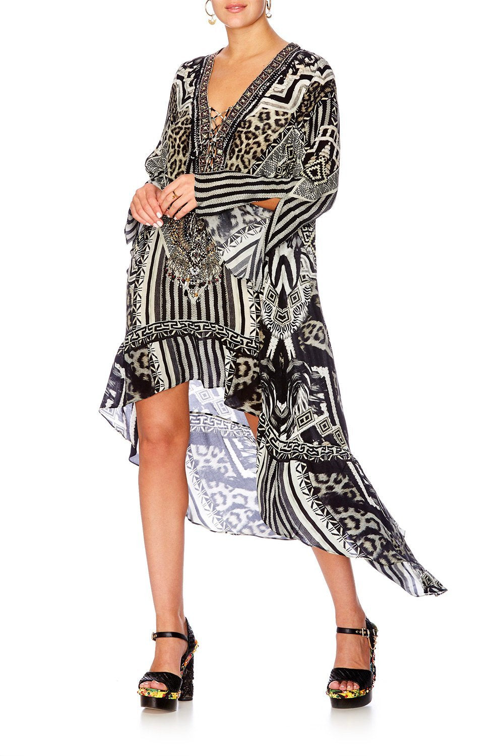 TRIBAL THEORY SHORT DRESS W HIGH LOW HEM
