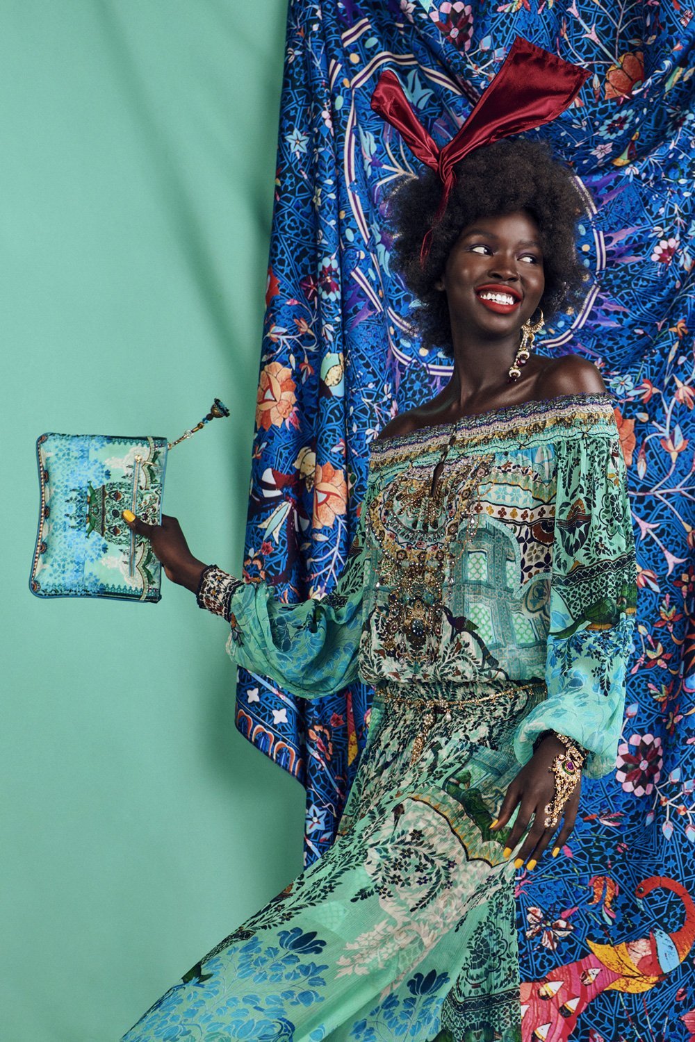 THE SPIRIT WITHIN OFF SHOULDER SHIRRED DRESS