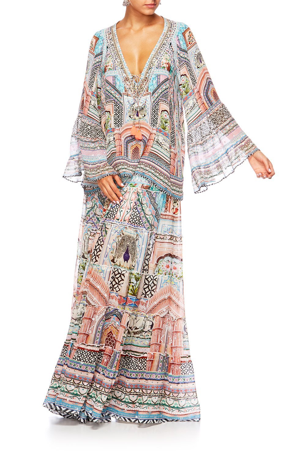 CAMILLA LADY LAKE TIERED HEM MAXI SKIRT