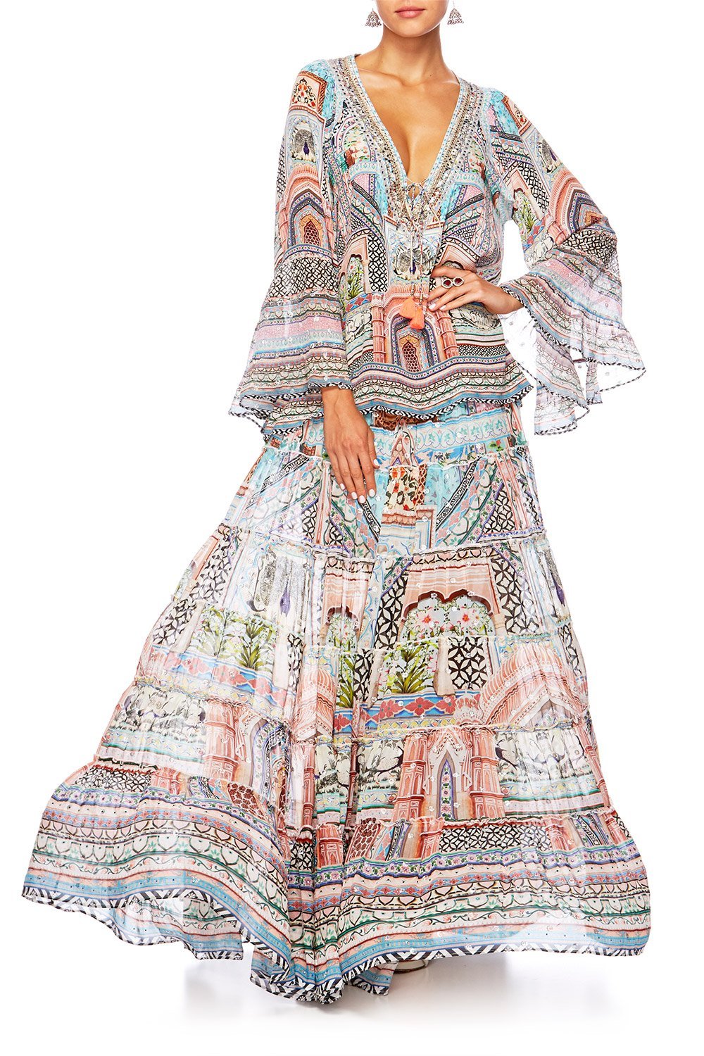 CAMILLA LADY LAKE TIERED HEM MAXI SKIRT