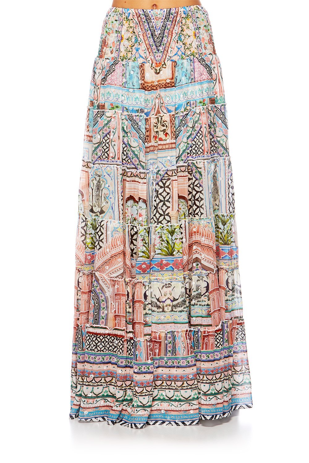 CAMILLA LADY LAKE TIERED HEM MAXI SKIRT