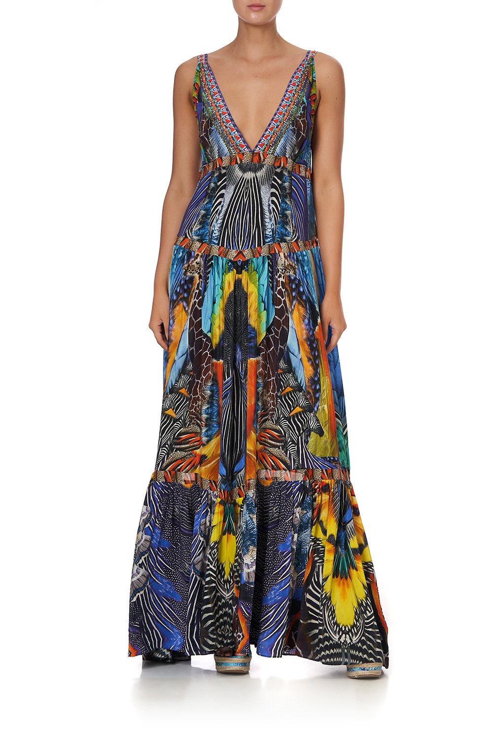 V NECK LONG TIERED DRESS DAWN TILL DUSK