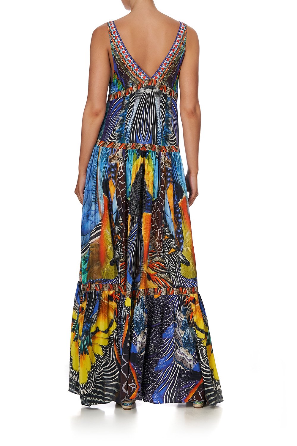 V NECK LONG TIERED DRESS DAWN TILL DUSK