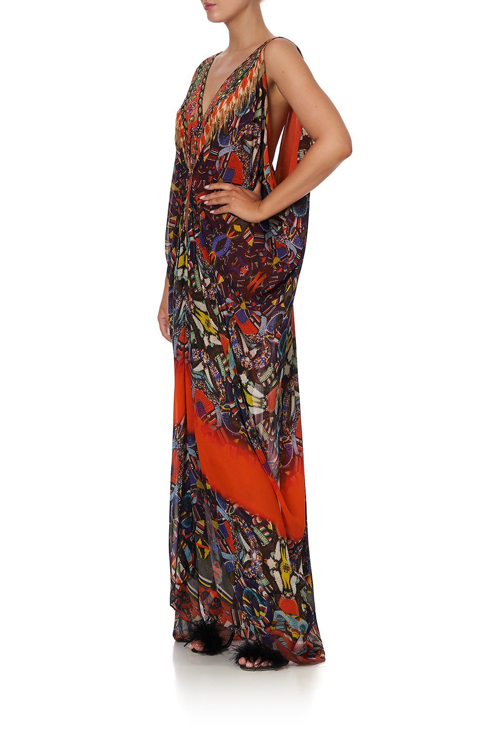 ZIP FRONT LONG DRESS ENTAKI