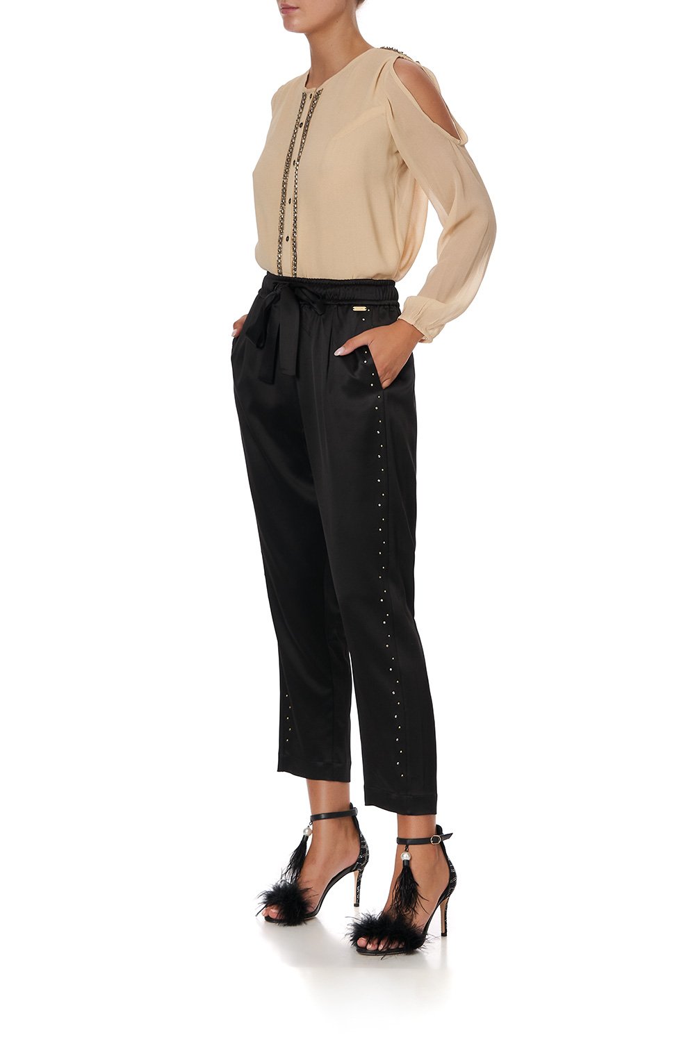 T BACK LONG SLEEVE BLOUSE CAMEL