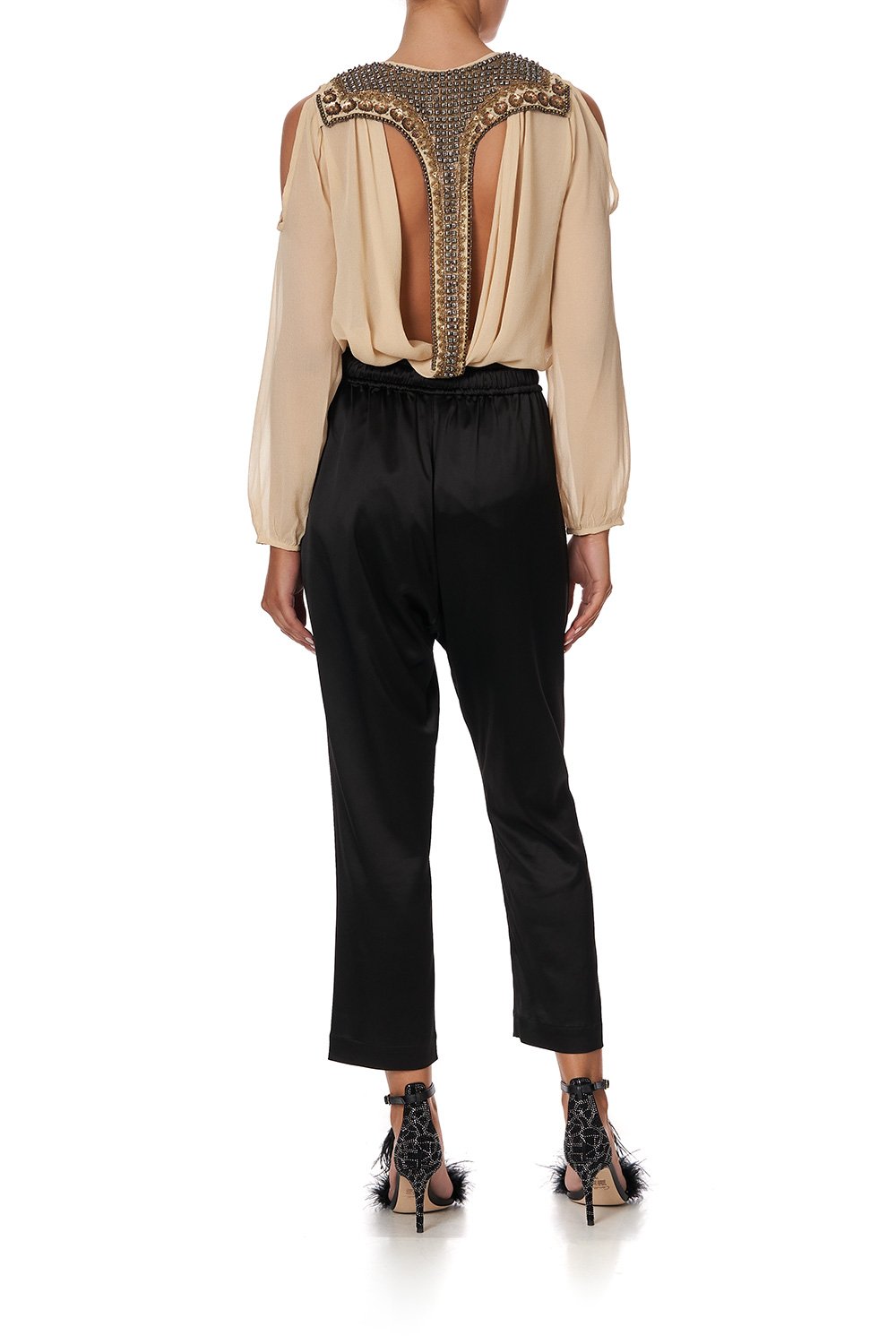 T BACK LONG SLEEVE BLOUSE CAMEL