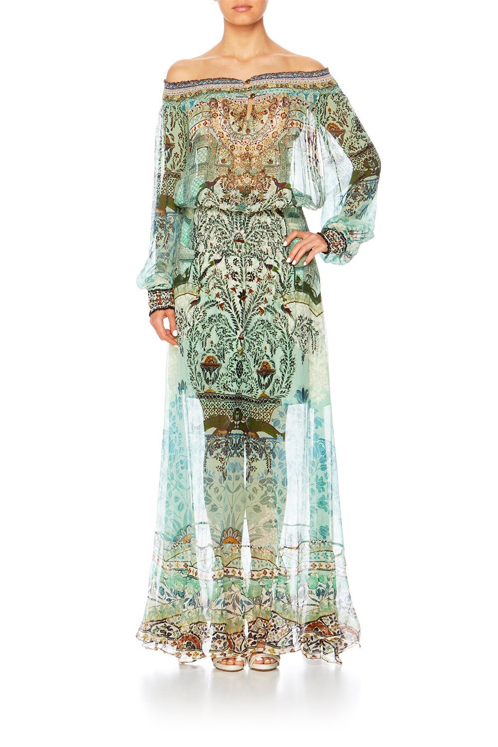 THE SPIRIT WITHIN OFF SHOULDER SHIRRED DRESS