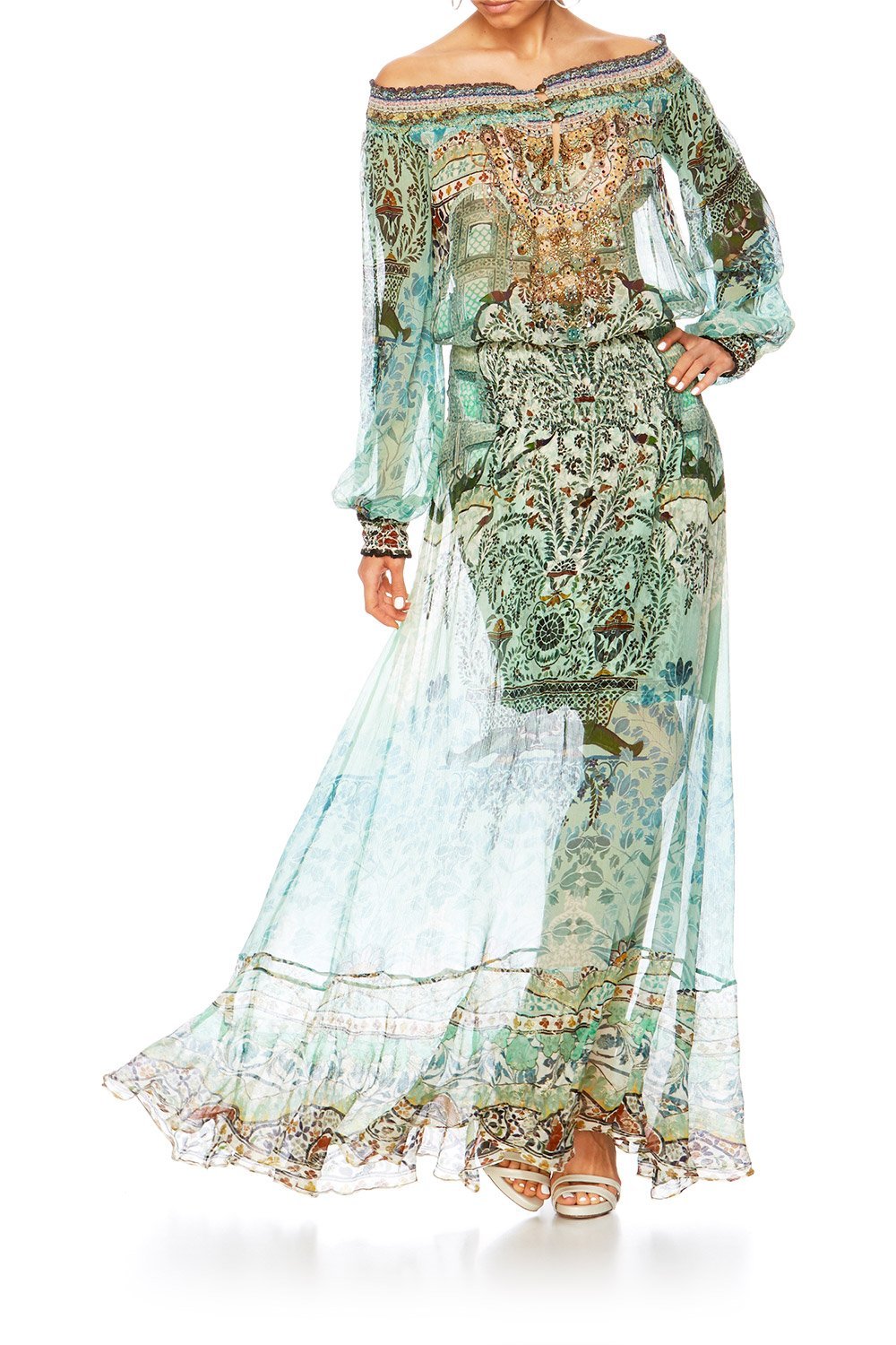 THE SPIRIT WITHIN OFF SHOULDER SHIRRED DRESS