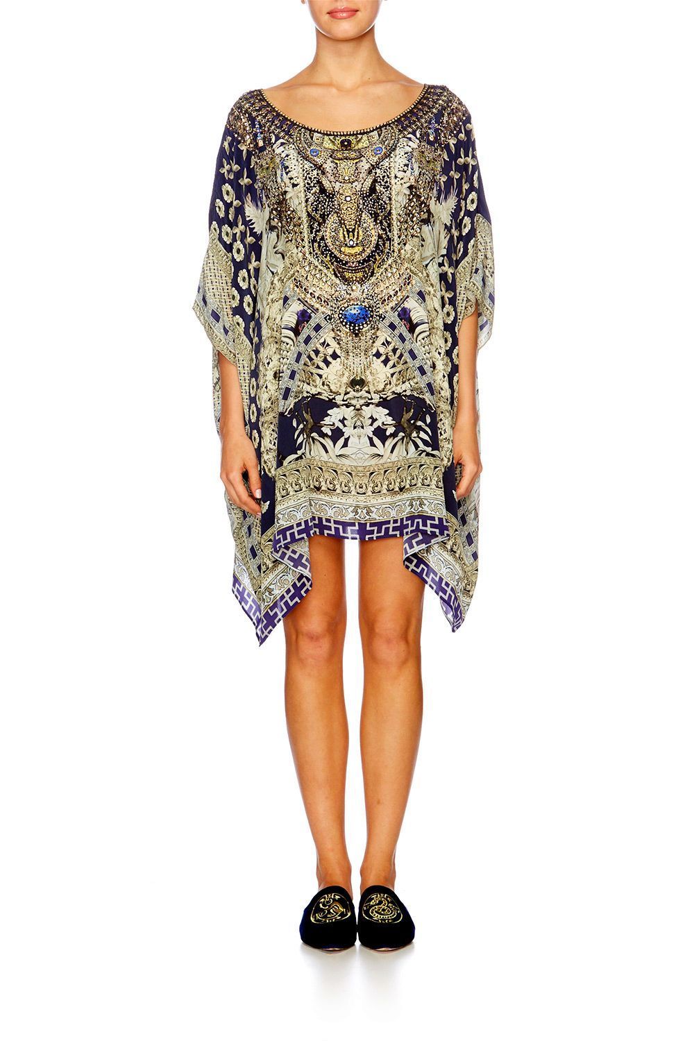 A LITTLE PAST TWILIGHT SHORT ROUND NECK KAFTAN