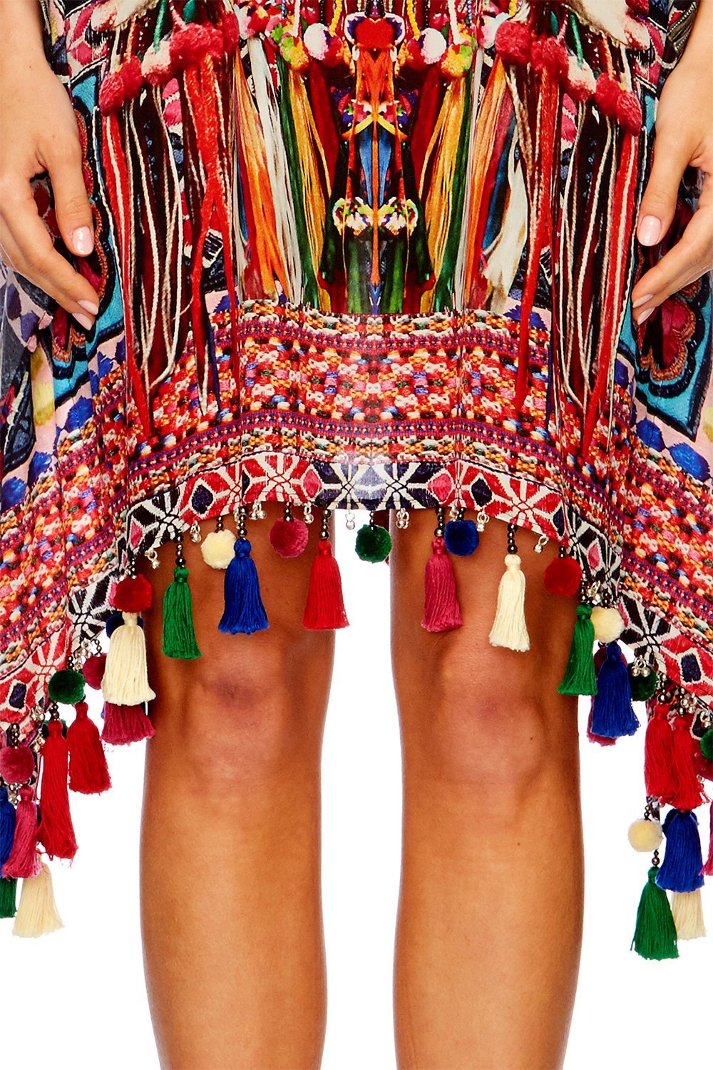 SOUND OF SILVER TASSEL HEM SHORT KAFTAN