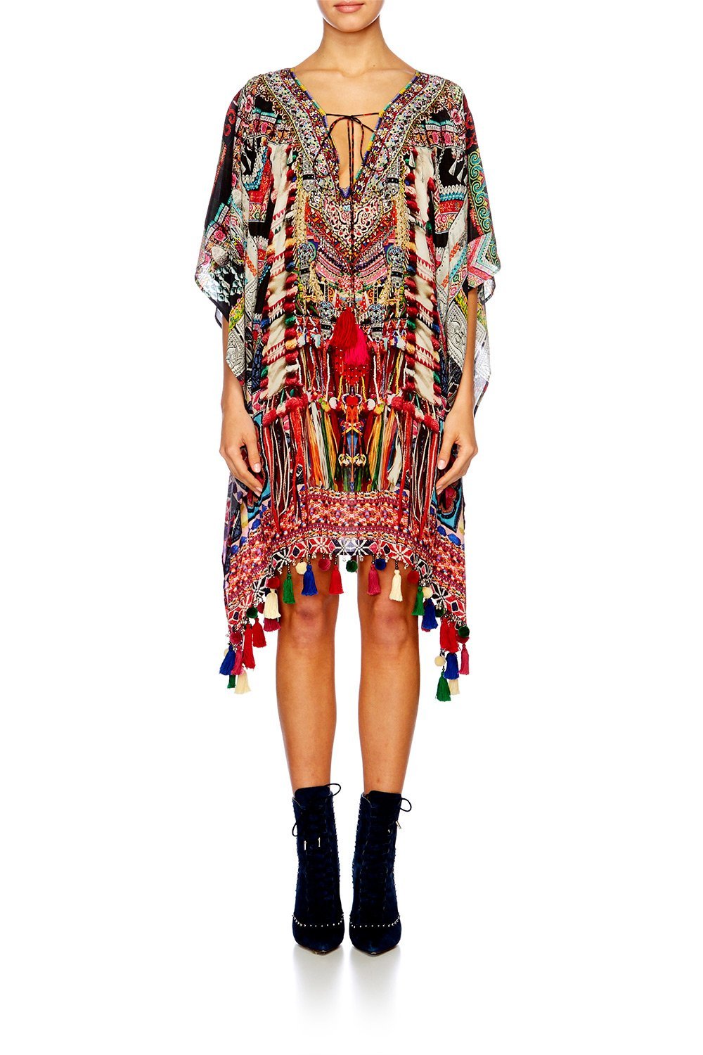 SOUND OF SILVER TASSEL HEM SHORT KAFTAN