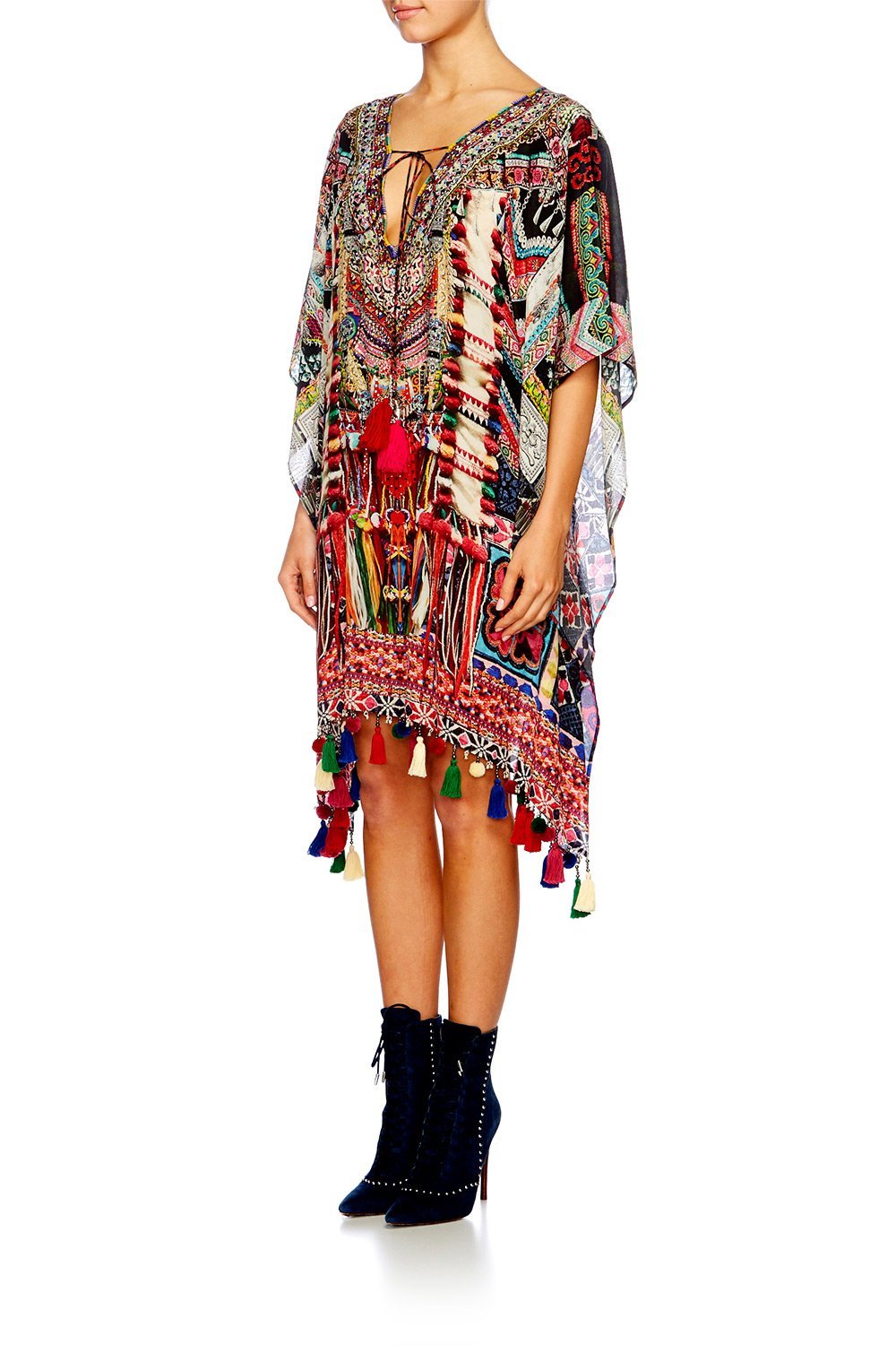 SOUND OF SILVER TASSEL HEM SHORT KAFTAN