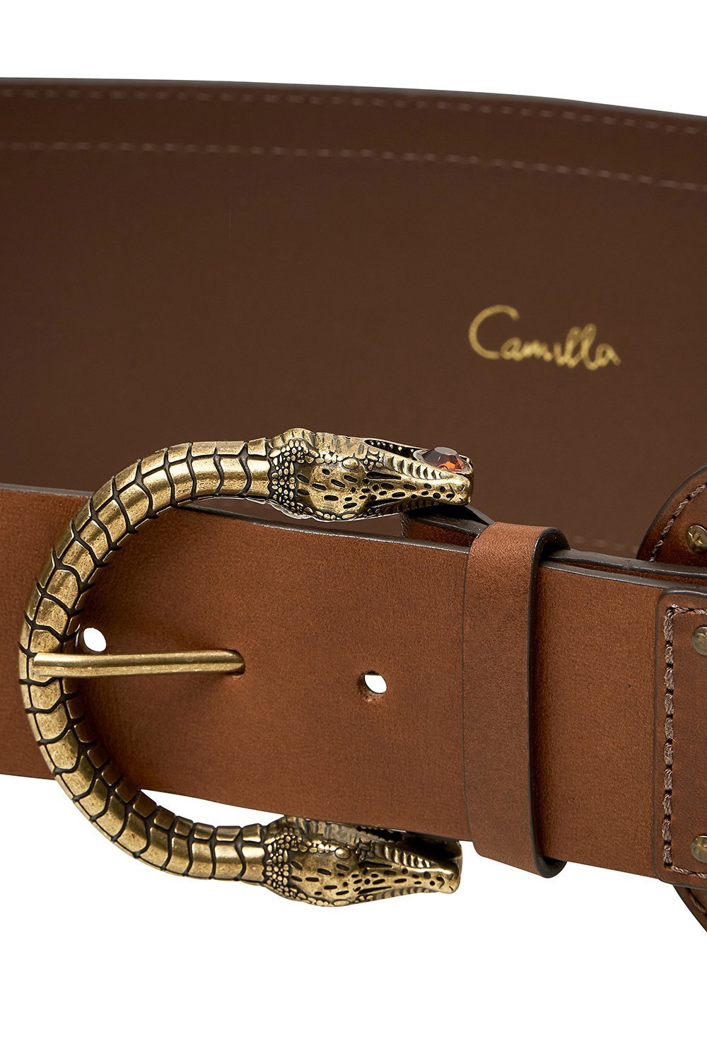 CINCHED LEATHER BELT TAN