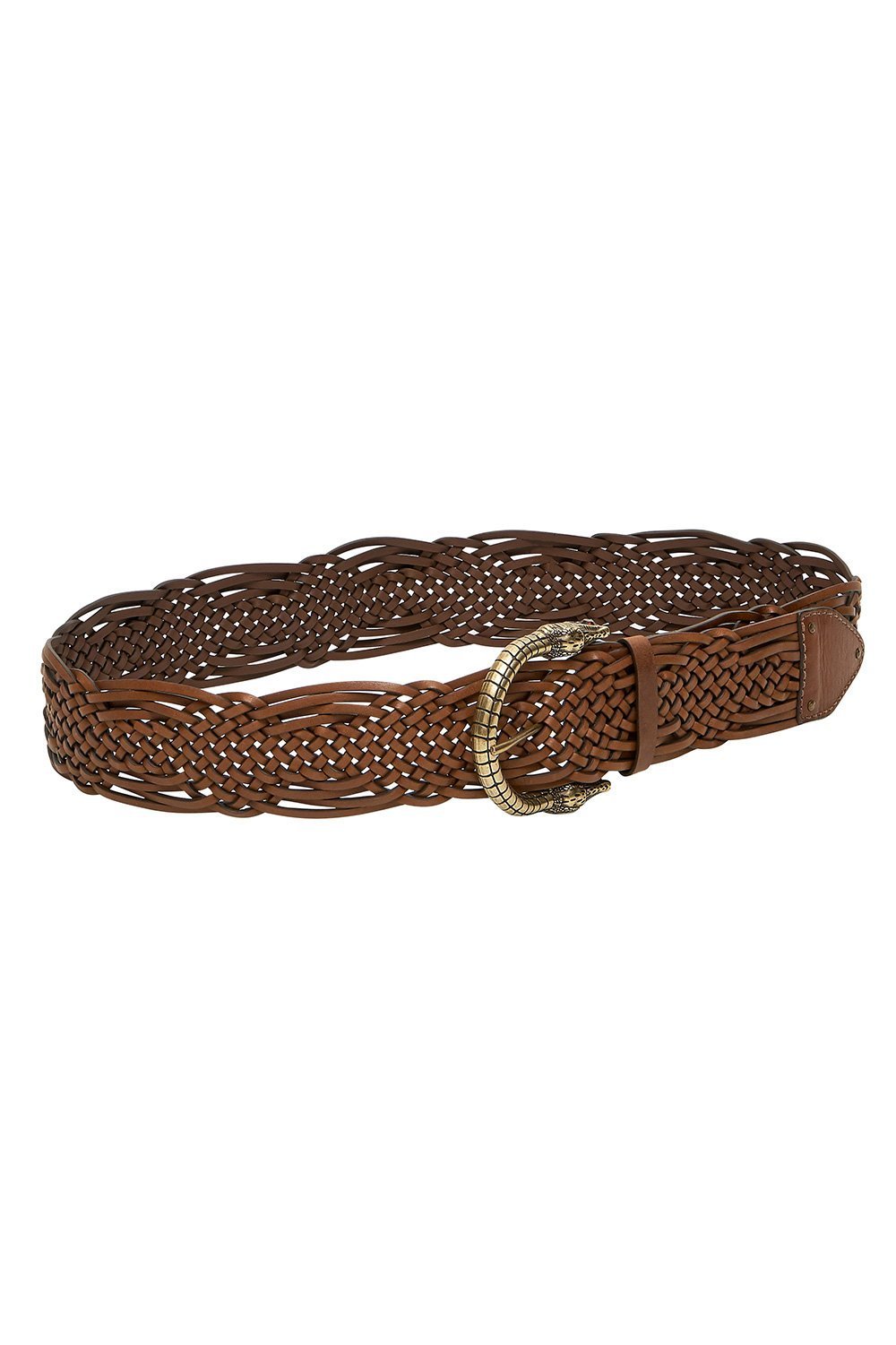 WOVEN LEATHER BELT TAN