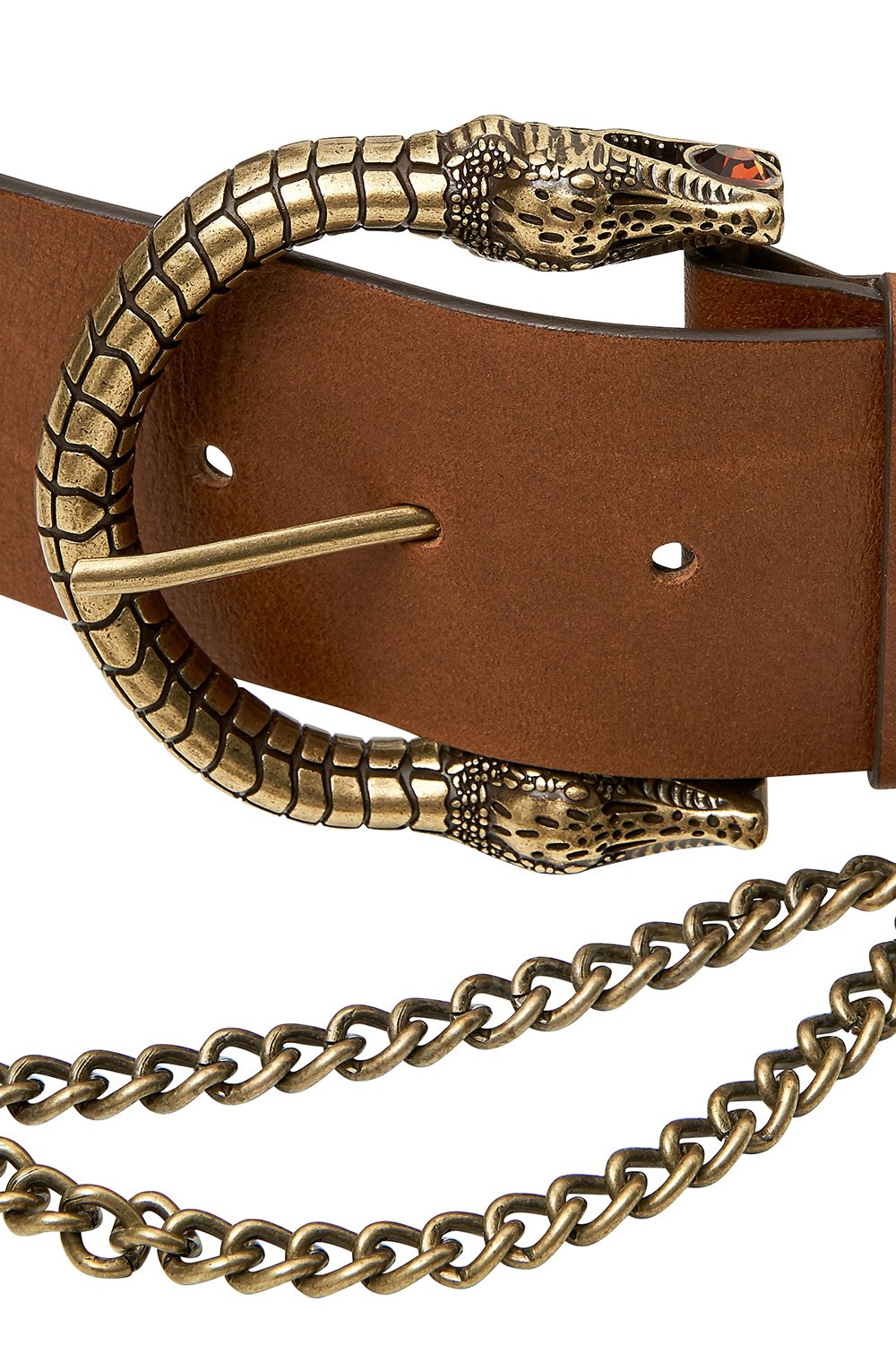 DOUBLE CROC LEATHER BELT TAN