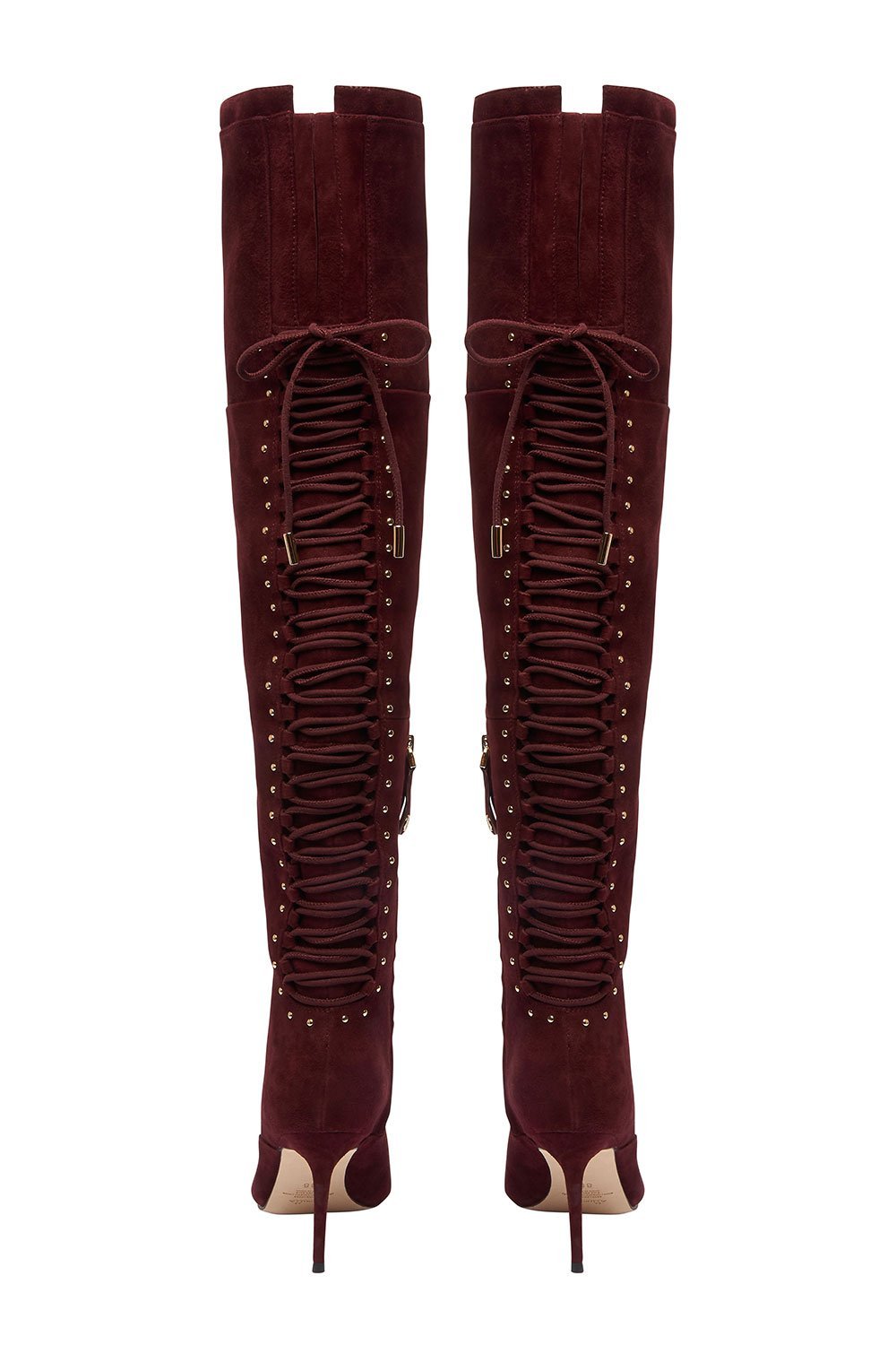 LACED THIGH HIGH BOOT BURGUNDY