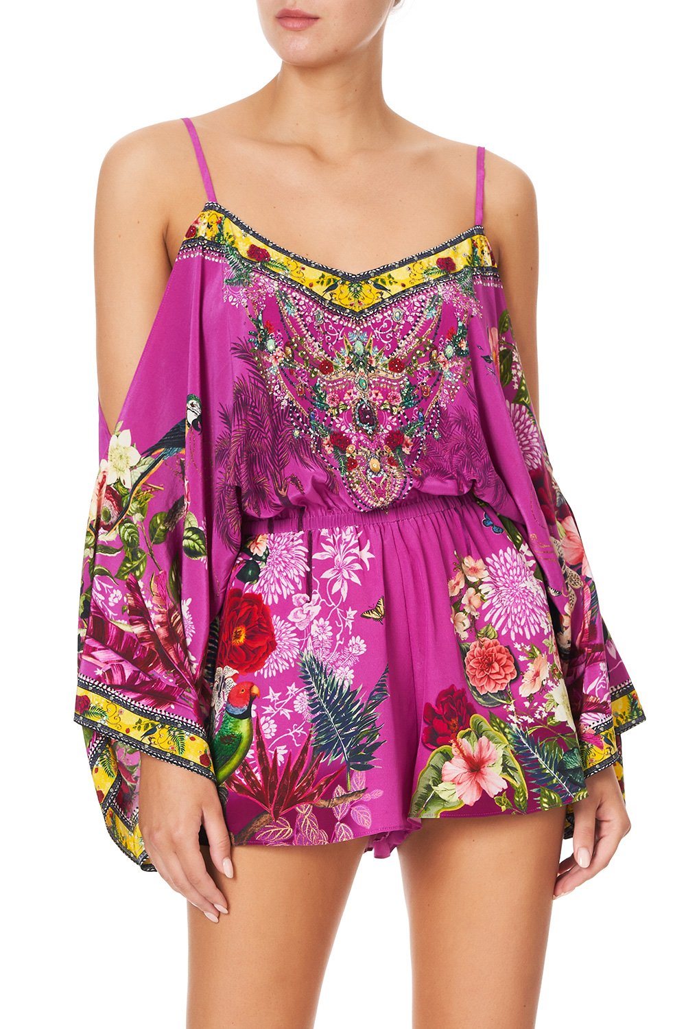 DROP SHOULDER PLAYSUIT JUNGLE LANGUAGE