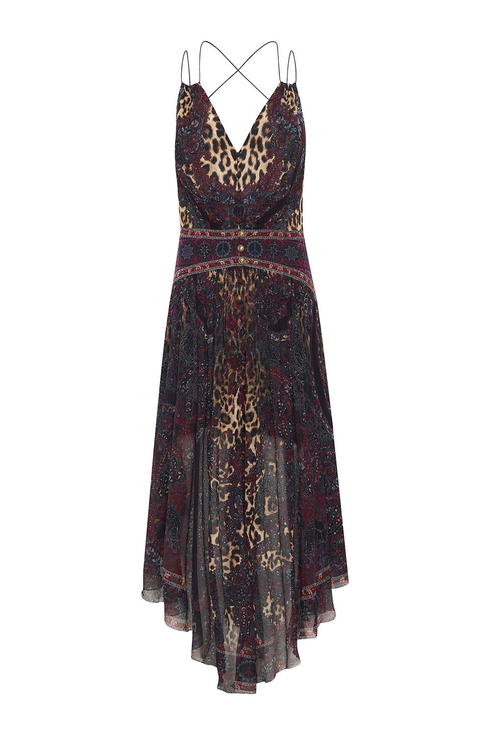 STRAP DRESS WITH SHAPED WAISTBAND THE SMOKING LOUNGE