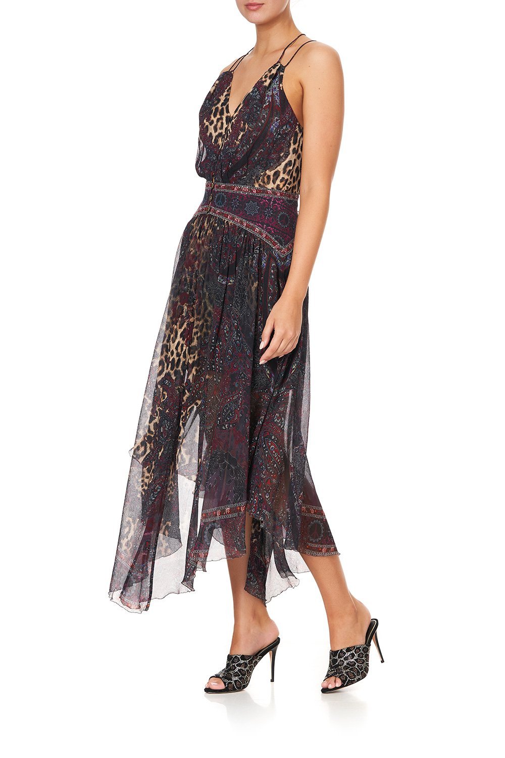 STRAP DRESS WITH SHAPED WAISTBAND THE SMOKING LOUNGE