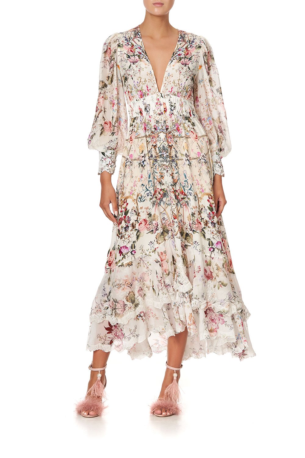 LONG BUTTON FRONT DRESS LONDON LOOMS