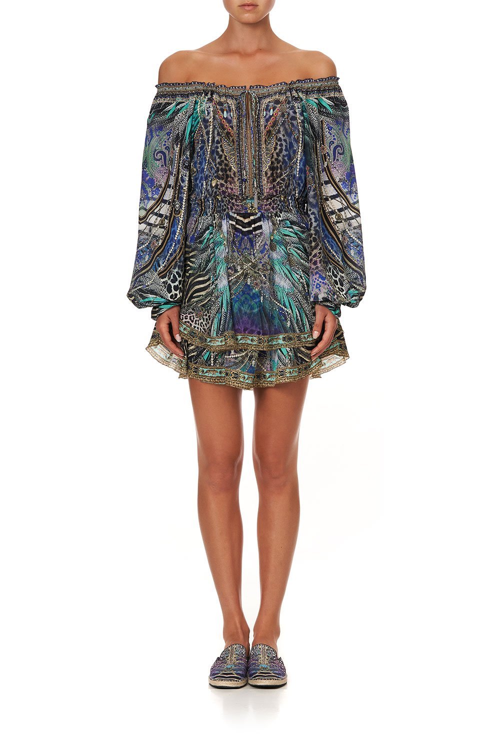 TIERED MINI DRESS ANIMAL ARMY