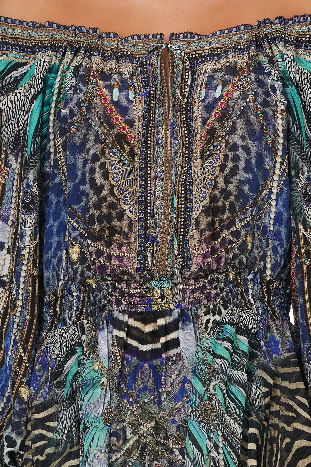 TIERED MINI DRESS ANIMAL ARMY