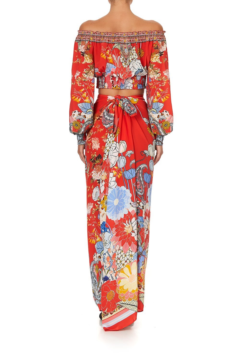 SHIRRED WAIST TOP PAISLEY IN PATCHES