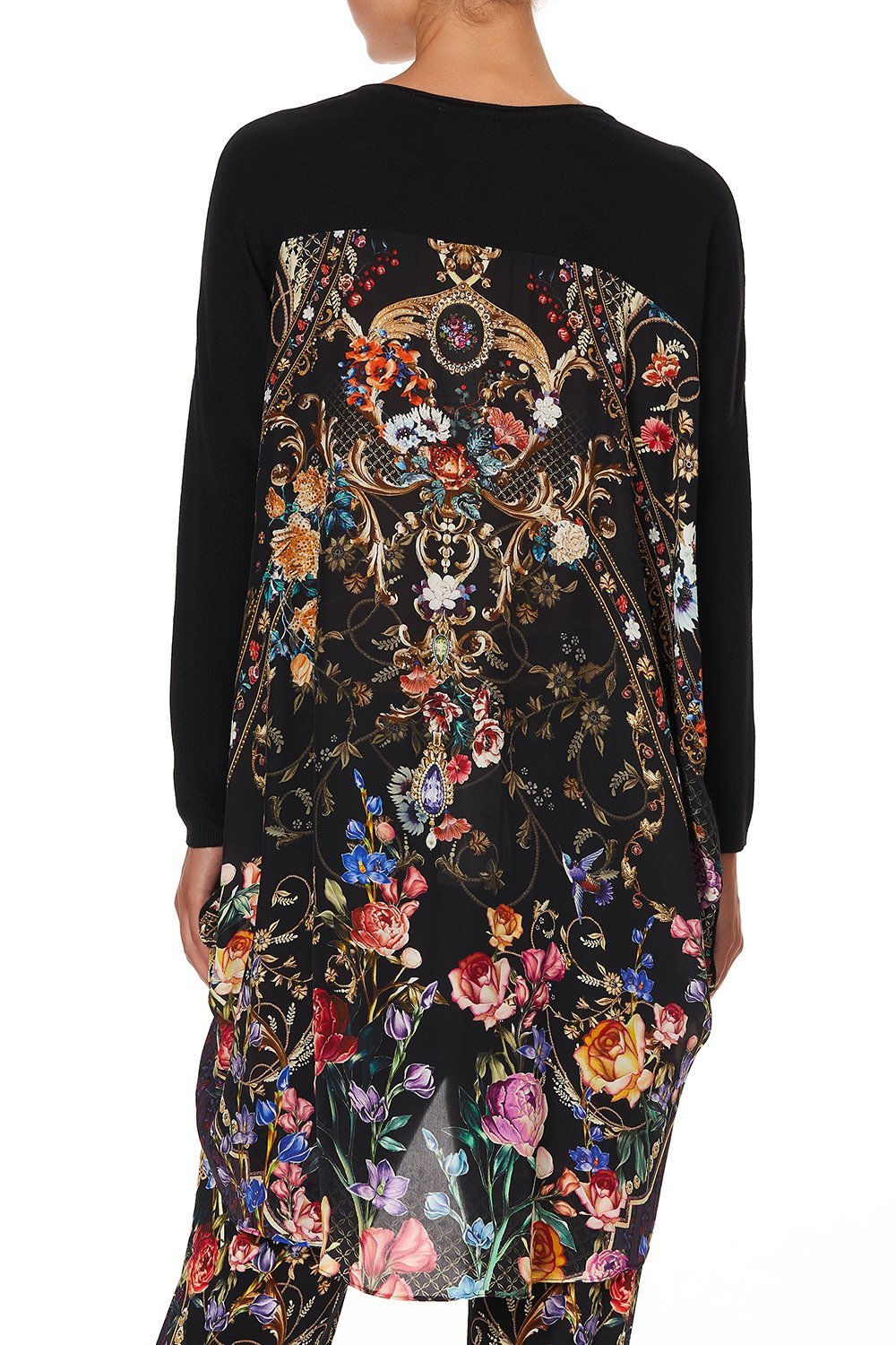 V NECK JUMPER WITH PRINT BACK BLUSHING MANOR