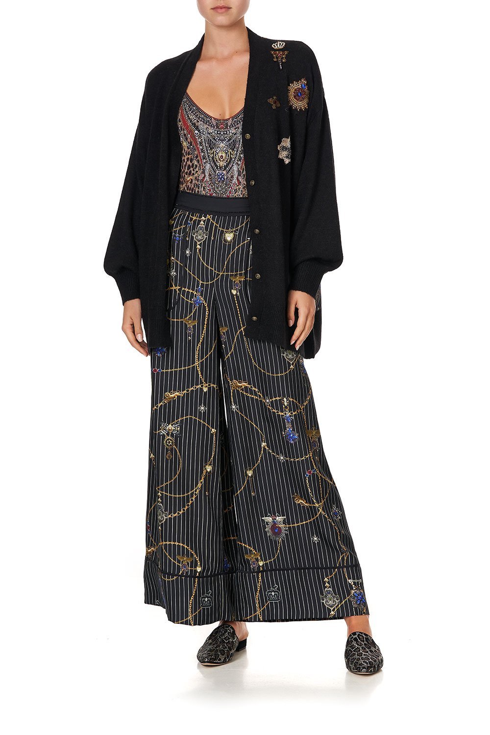 SILK BACK LONG LINE KNIT CARDIGAN PUNK OF PRIMROSE