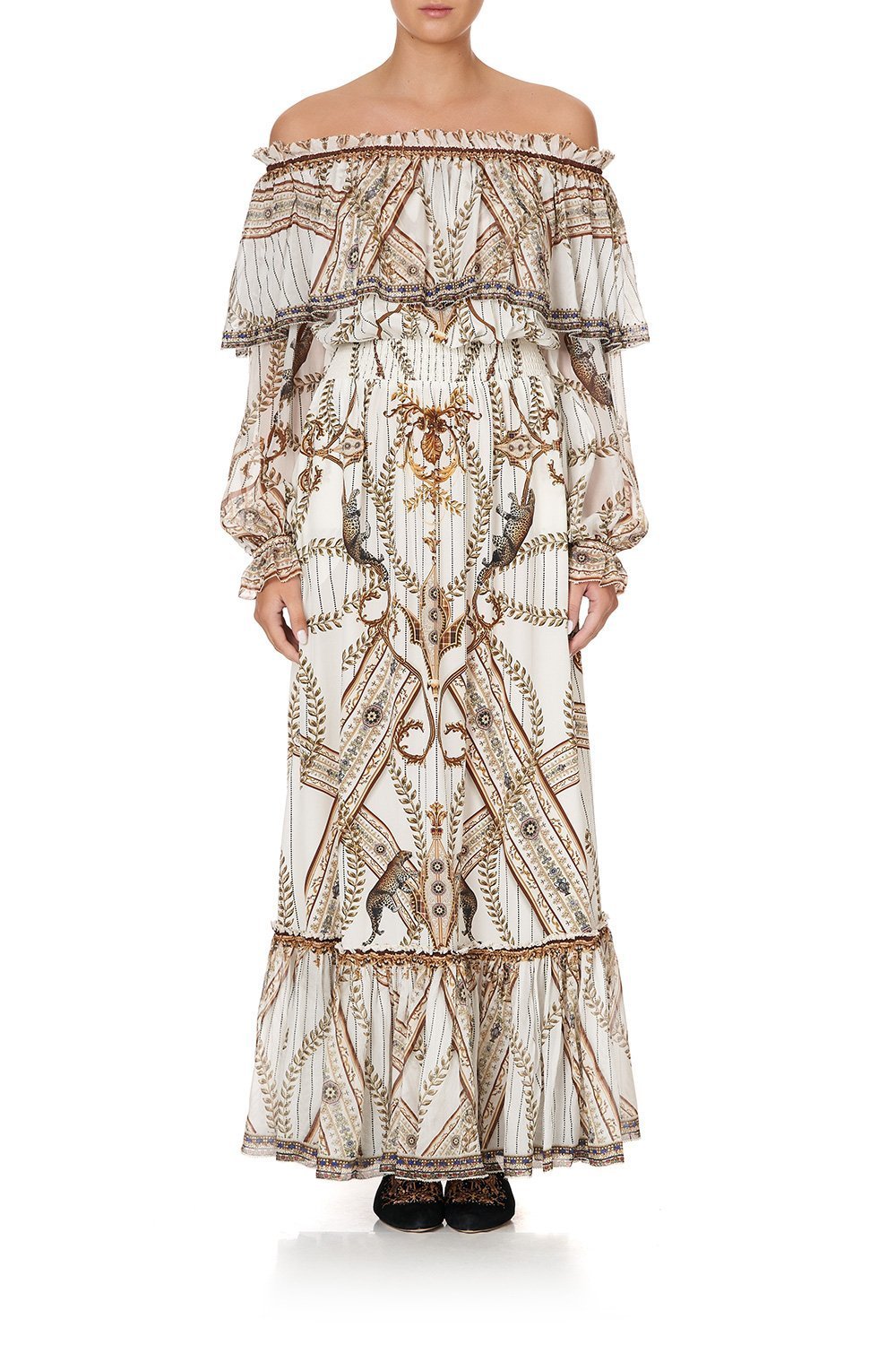 RUFFLE HEM LONG DRESS MIND YOUR MANOR