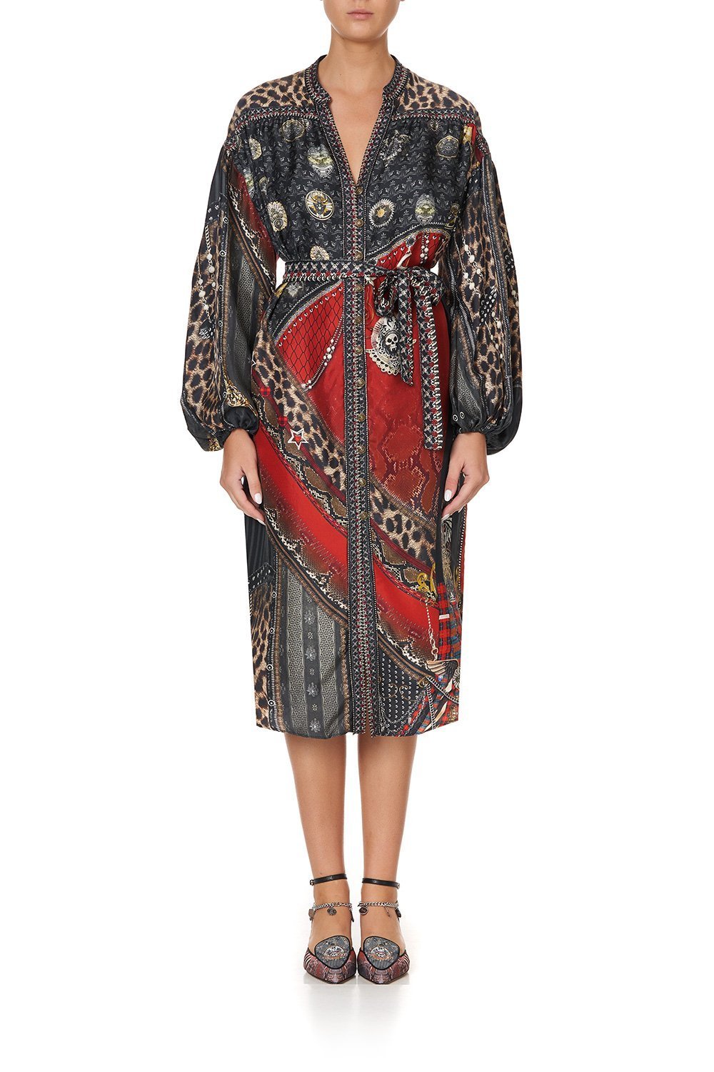 BLOUSON SLEEVE MIDI DRESS LONDON CALLING